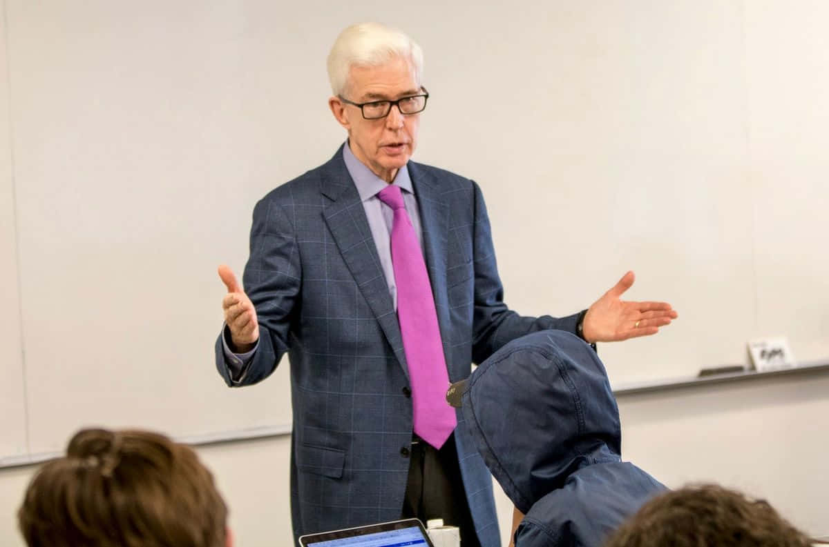 Gray Davis Delivering A Lecture At Ucla Luskin Background