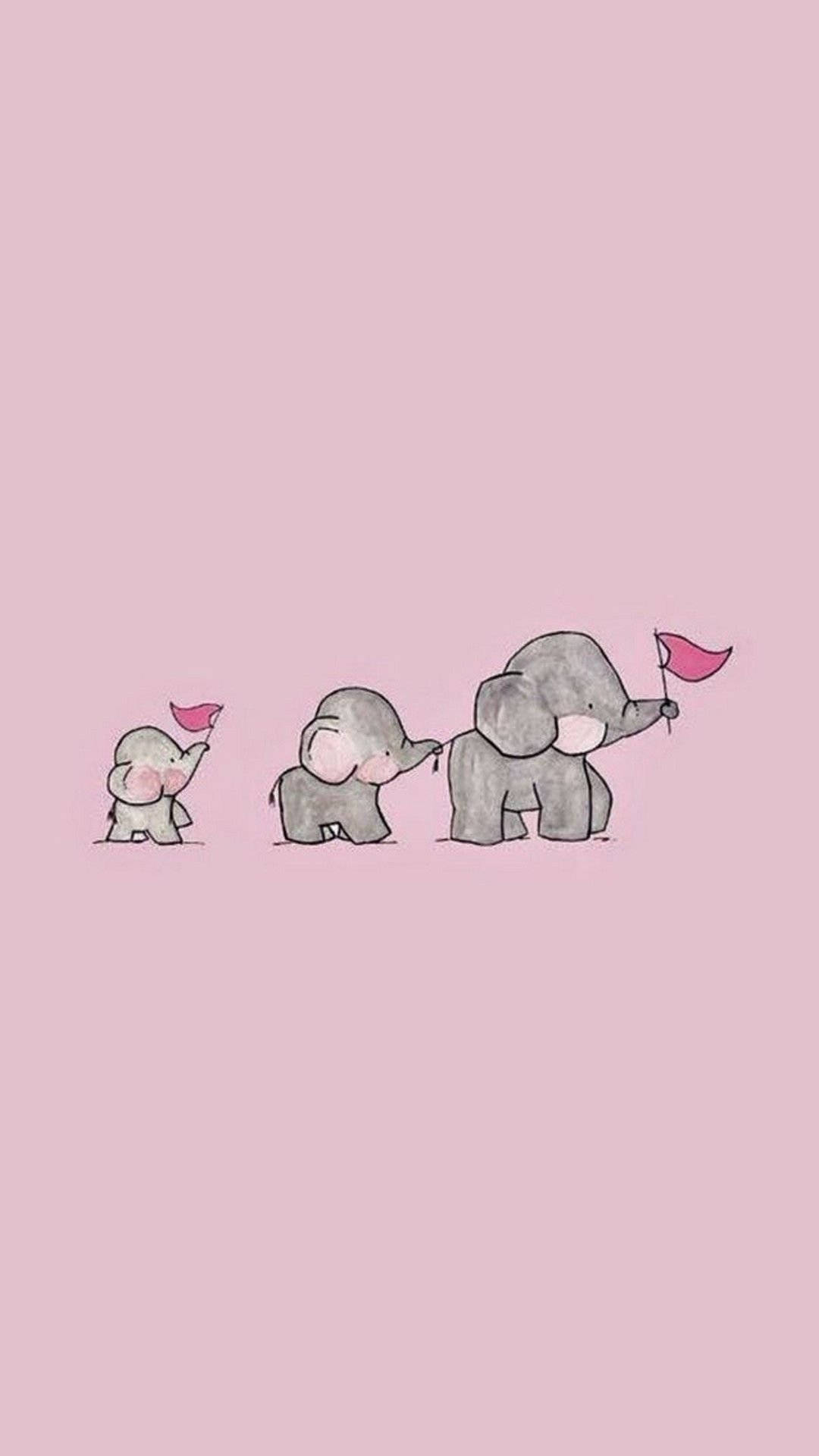 Gray Elephants Cute Android Background
