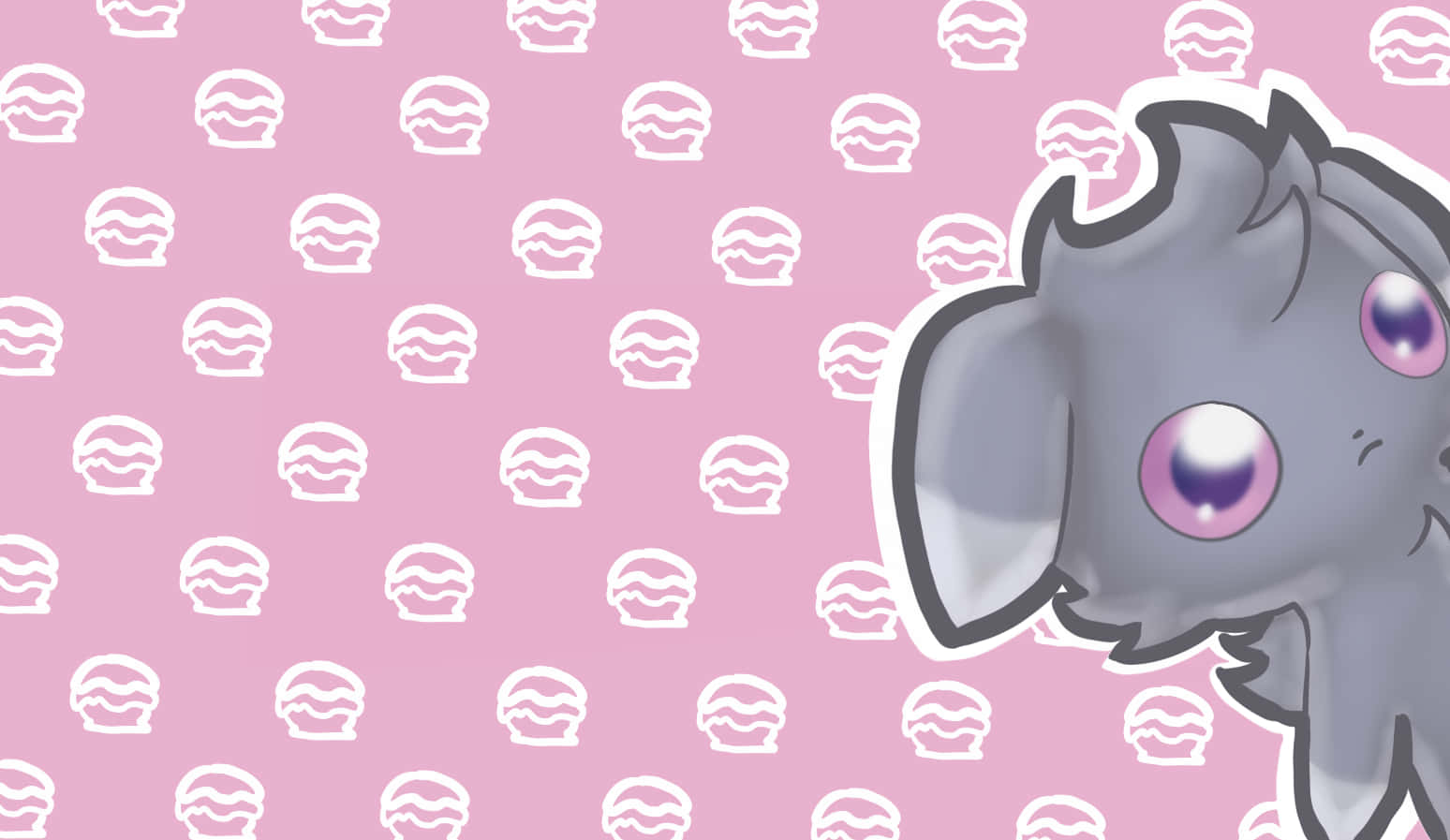 Gray Espurr Against A Cupcake Background Background