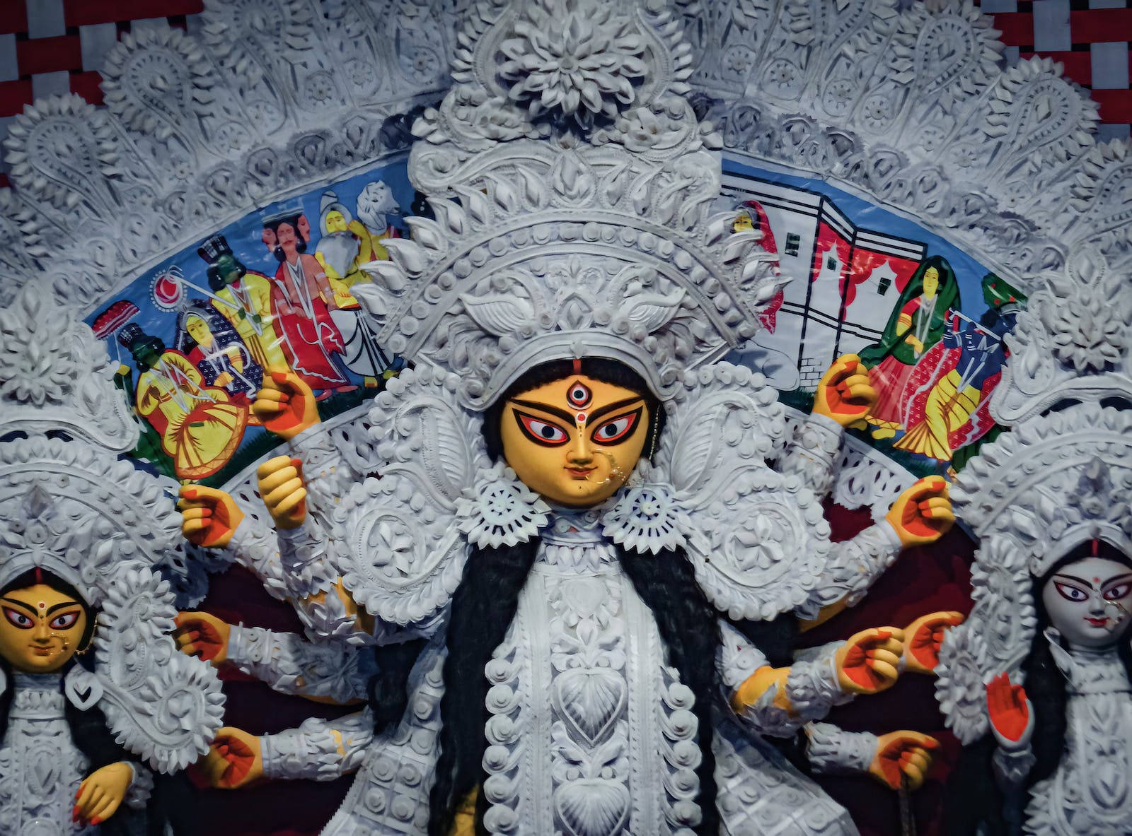 Gray Maa Durga Statue Background
