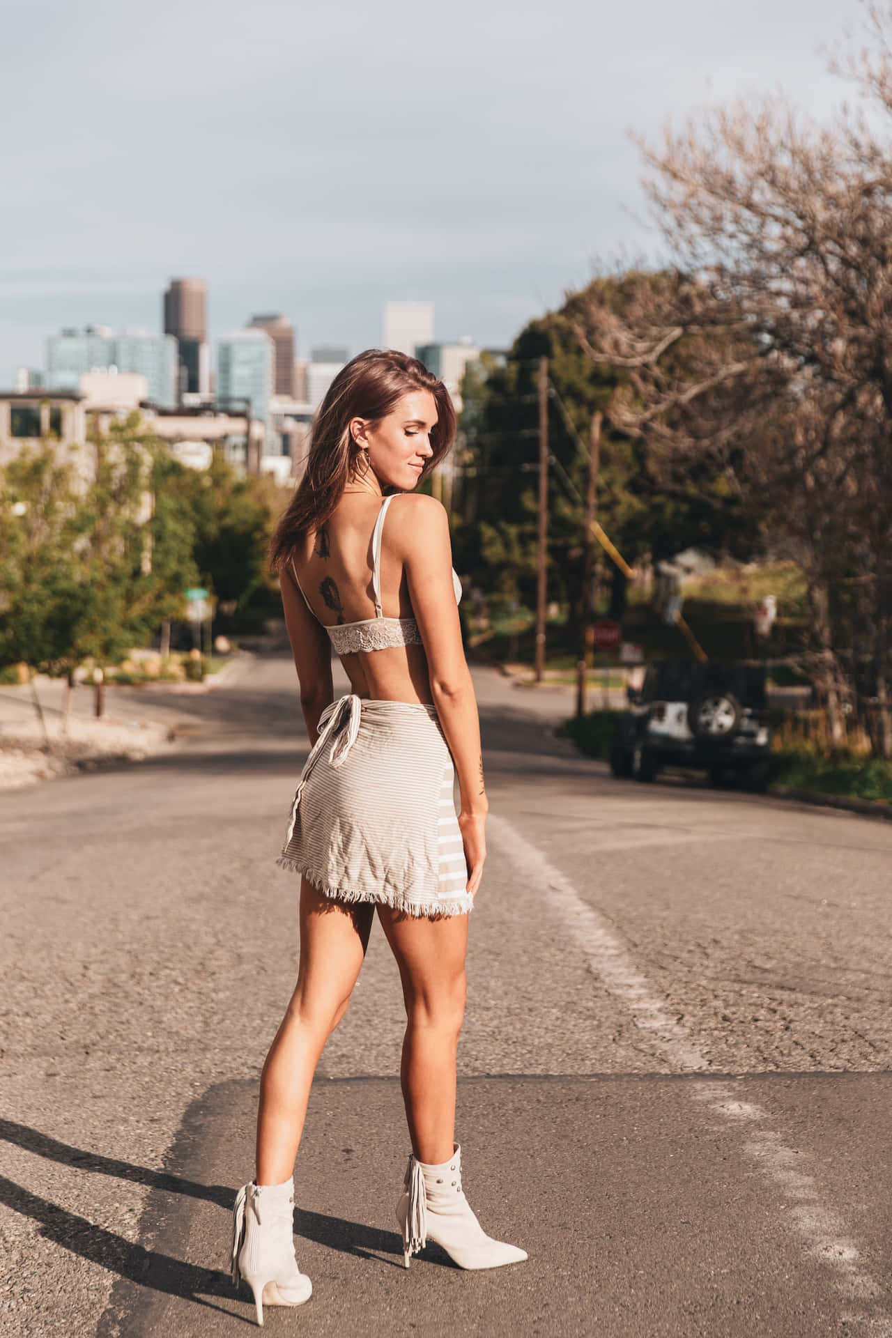 Gray Miniskirt With Ribbon Background