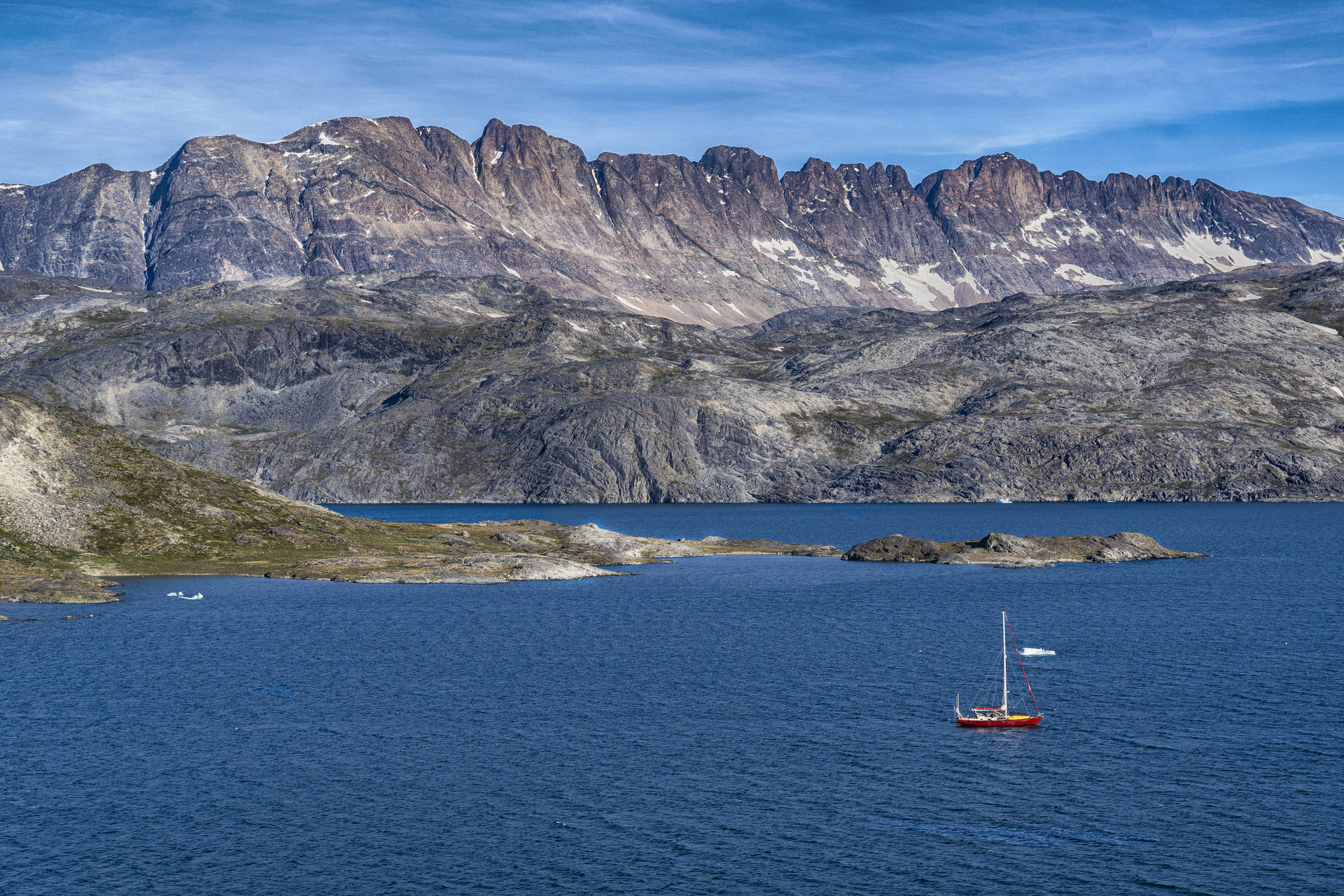 Gray Mountains Greenland Sea Background