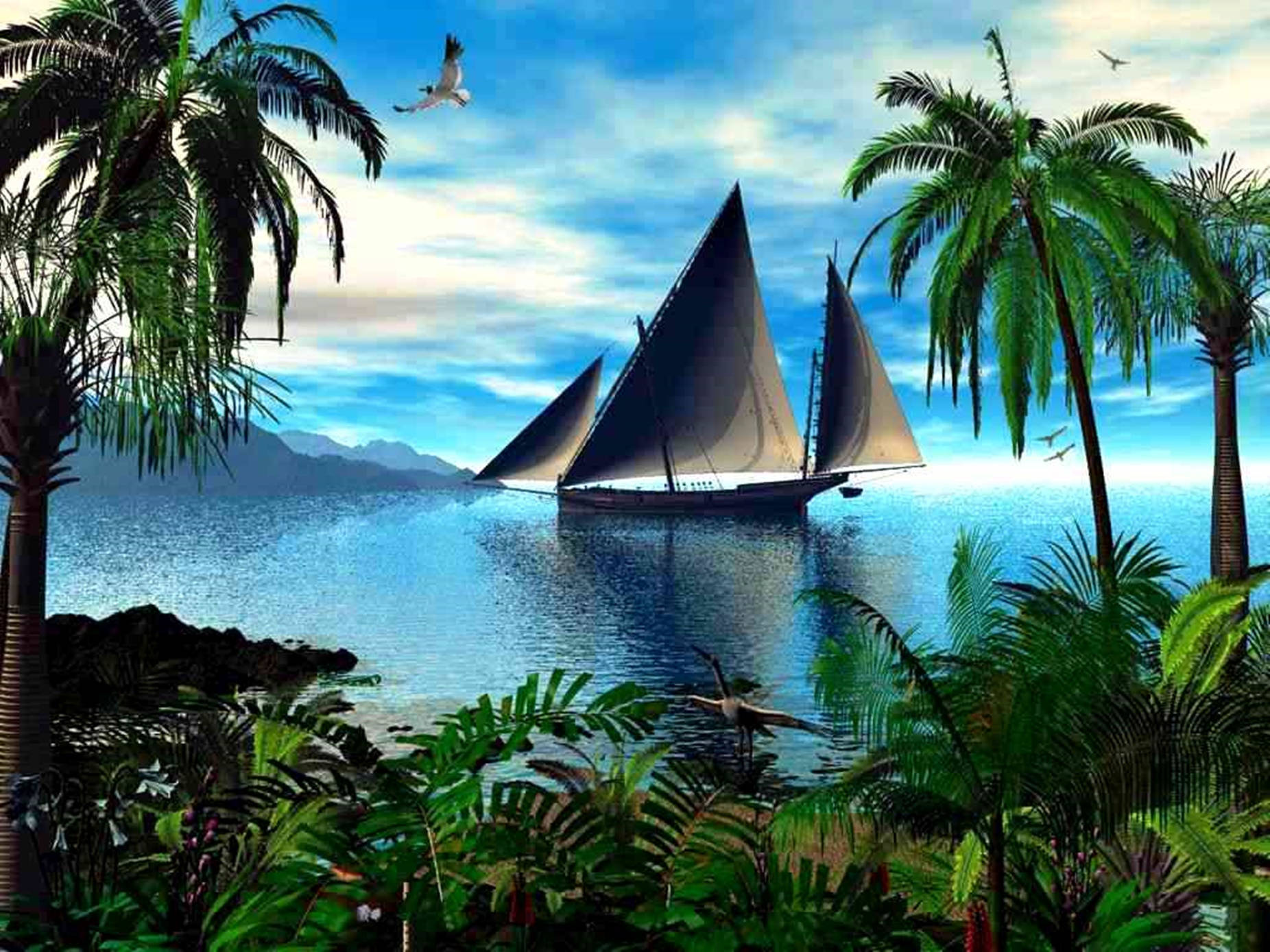 Gray Sailboat 3d Animation Background