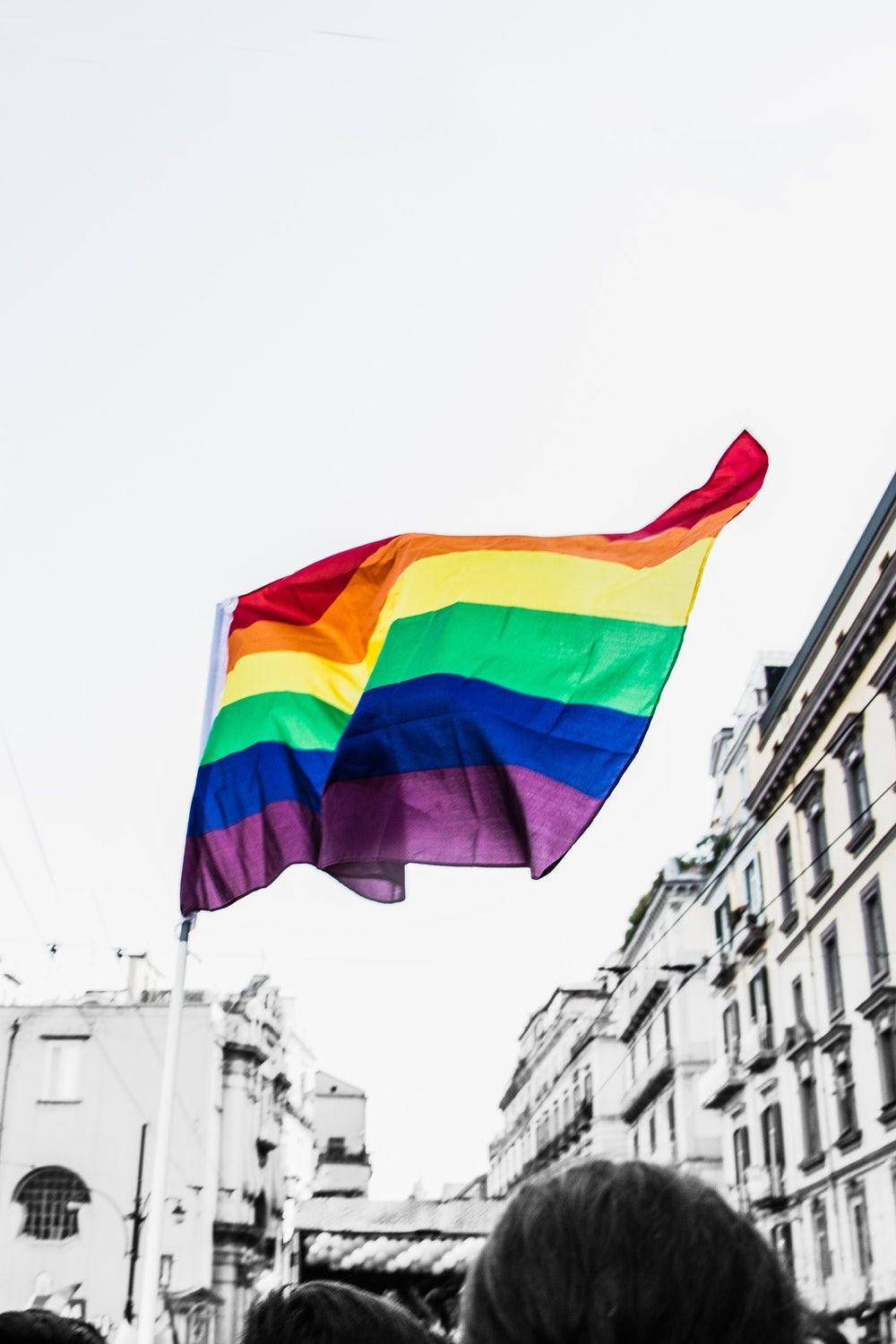 Gray Scale Photograph Of Queer Flag
