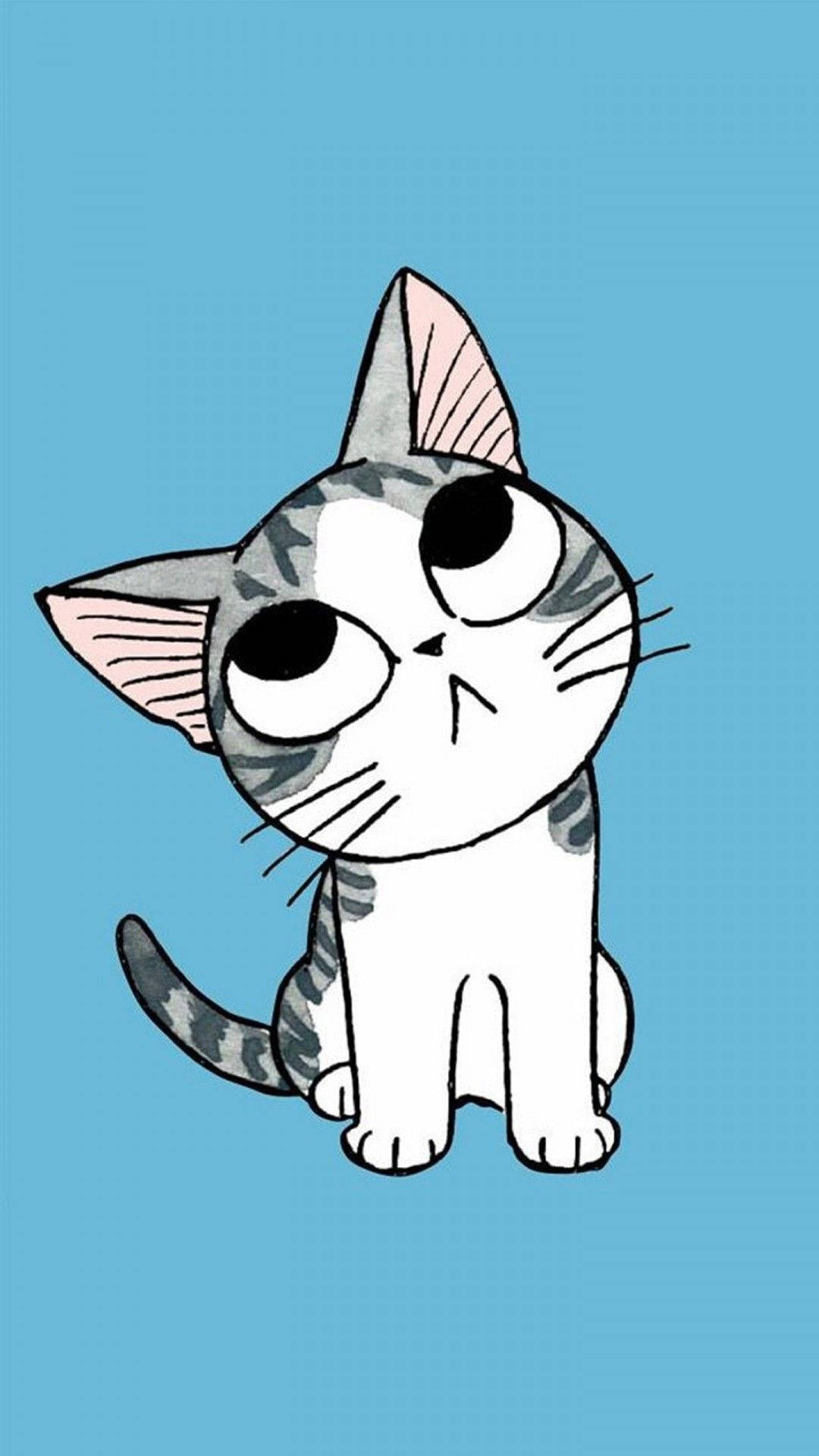Gray Striped Cartoon Cat Background