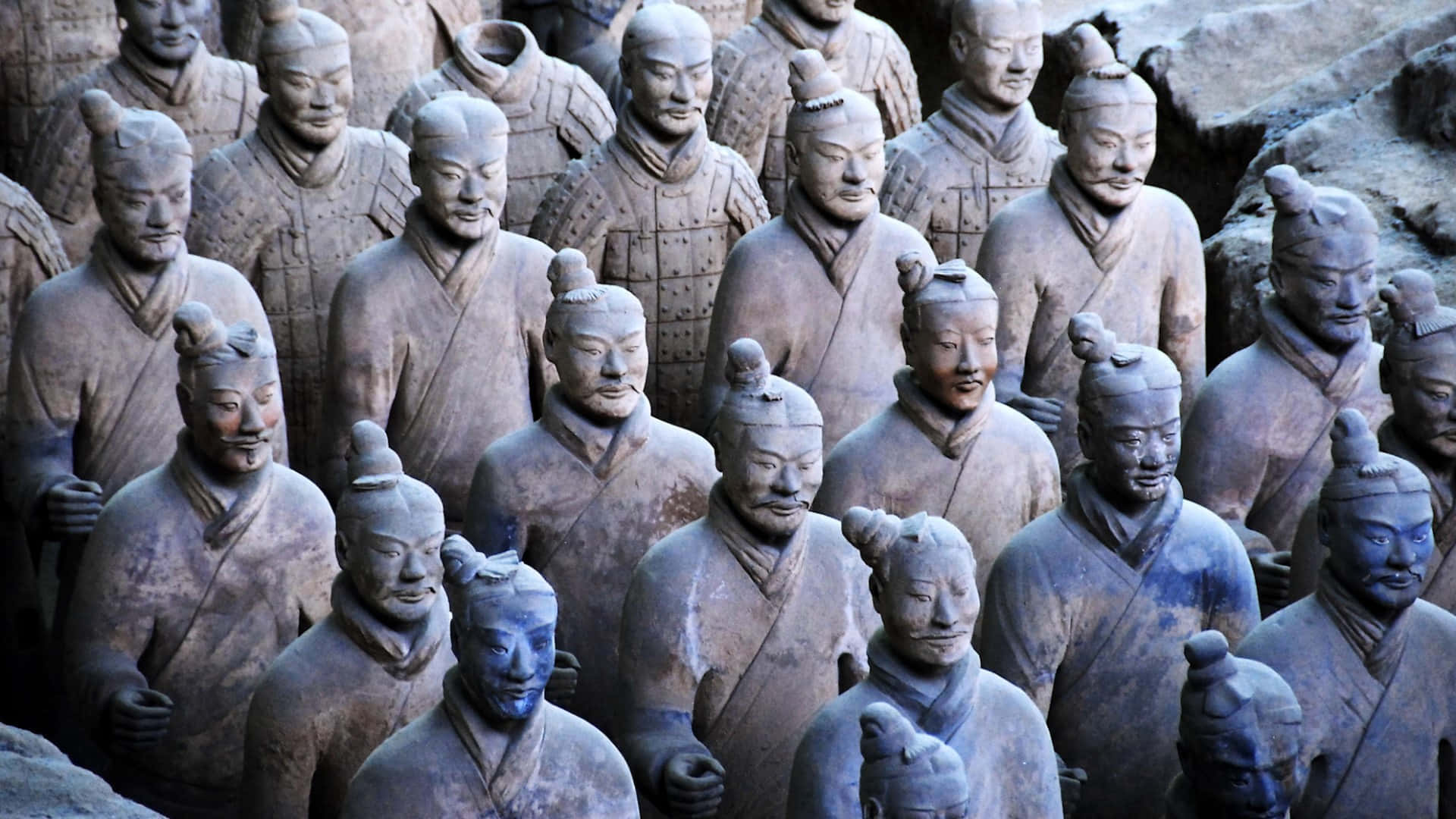 Gray Terracotta Warriors Sculpture China Background