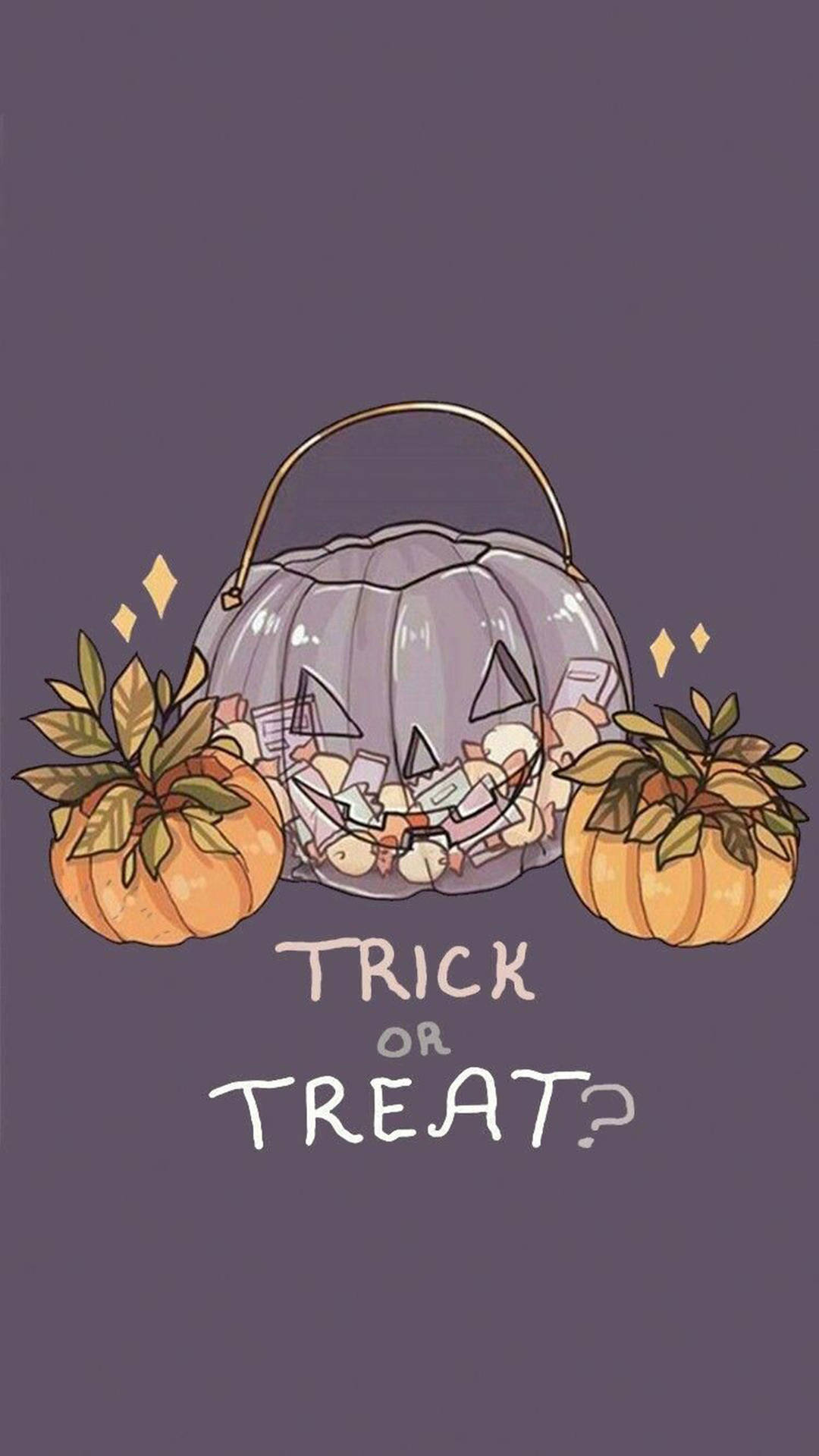 Gray Trick Or Treat Cute Halloween Iphone Background