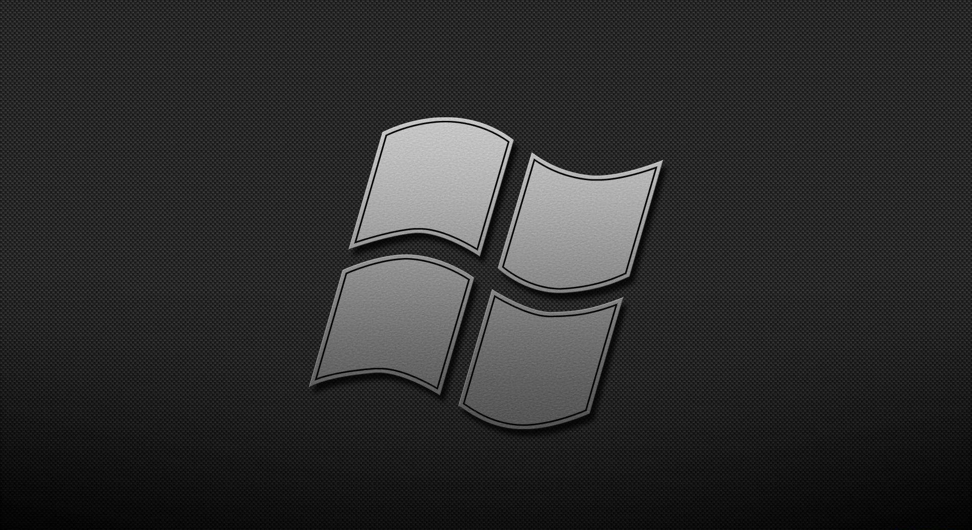 Gray Windows Logo In Solid Black Background