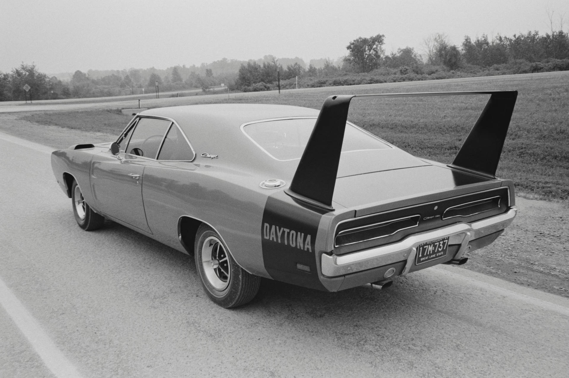 Grayscale 1969 Dodge Charger Daytona Background