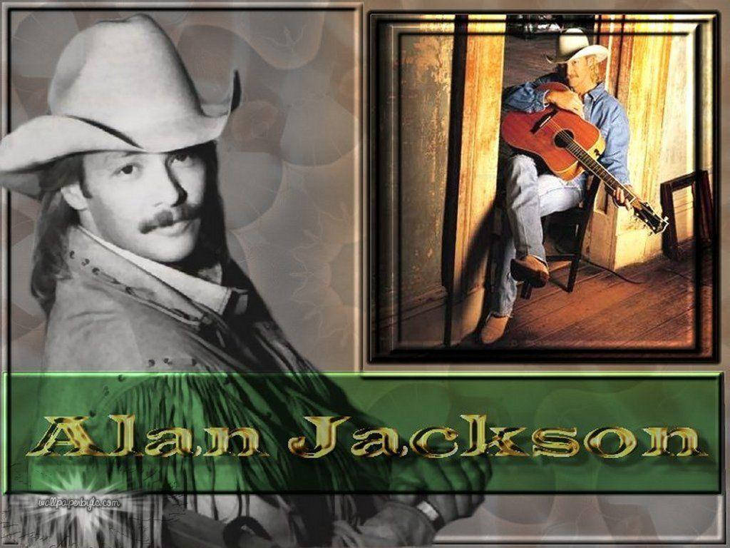 Grayscale Alan Jackson With Colors Background