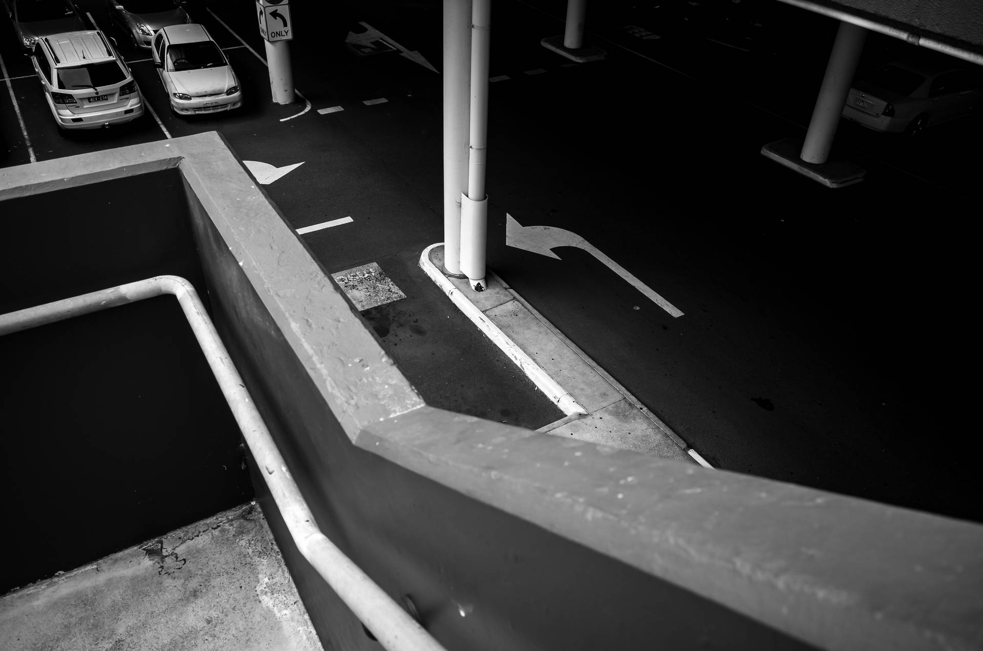 Grayscale Asphalt Parking Lot