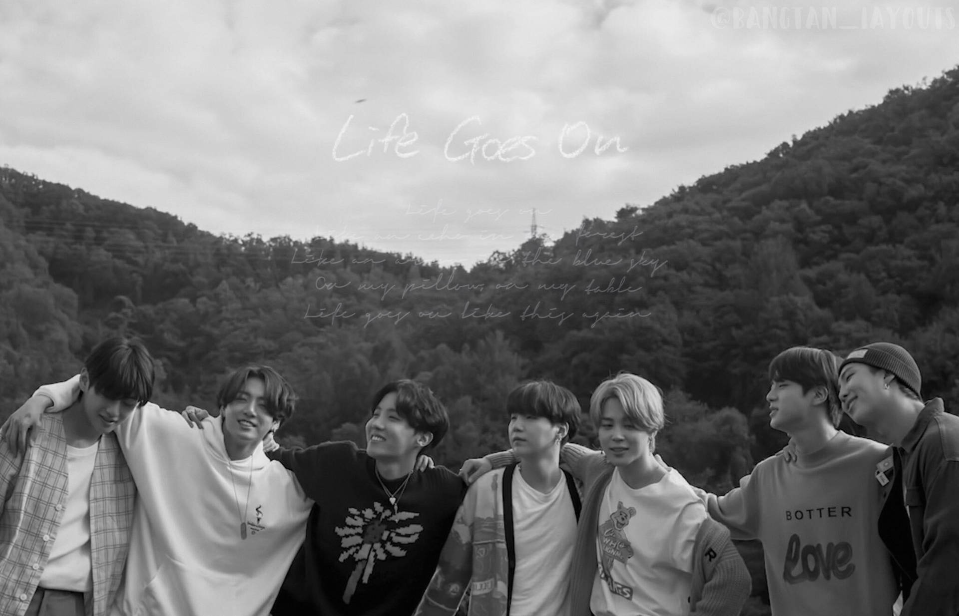 Grayscale Bts Life Goes On Background