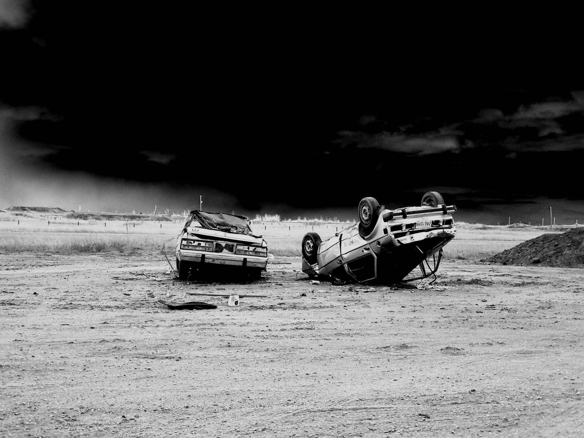 Grayscale Car Accident Background