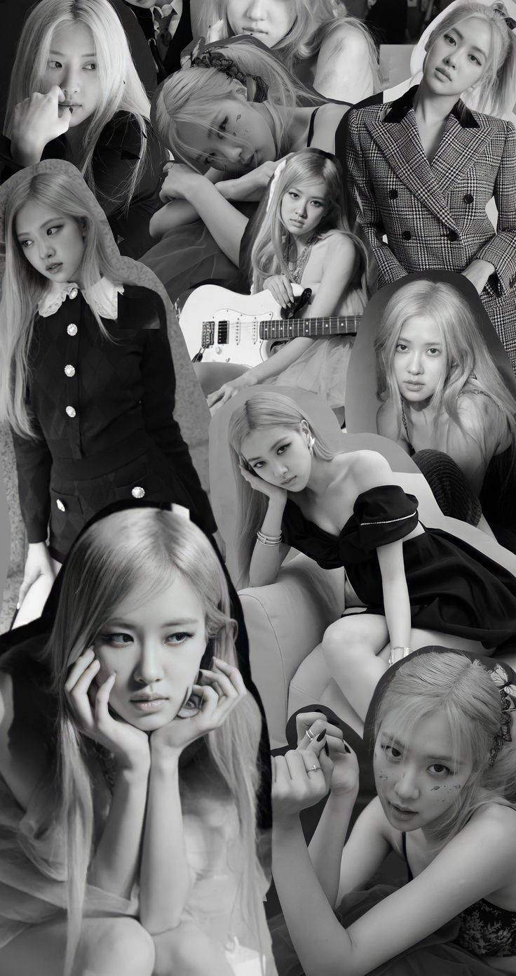 Grayscale Cutout Rose Blackpink Aesthetic Background