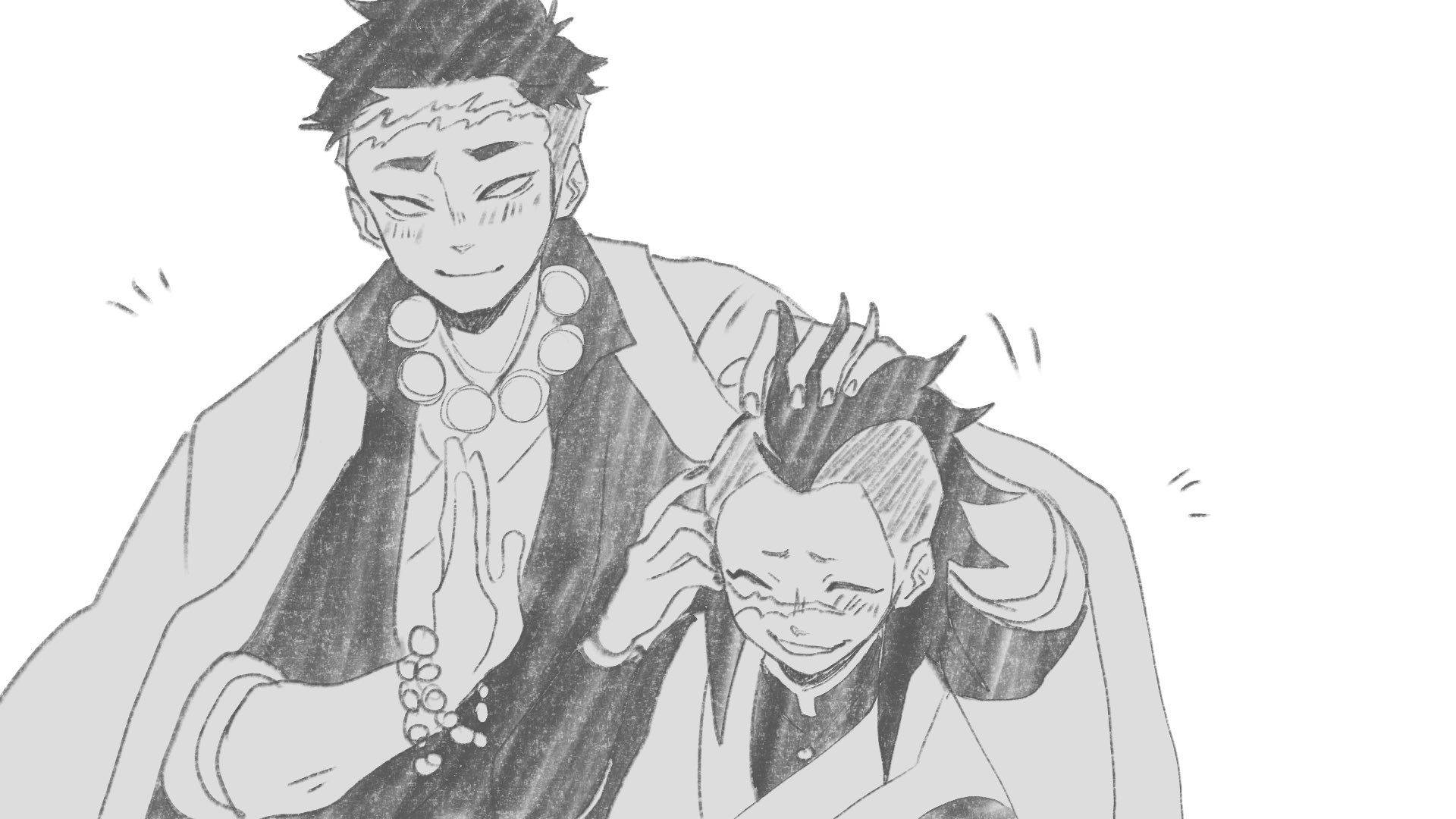 Grayscale Genya And Gyomei Background