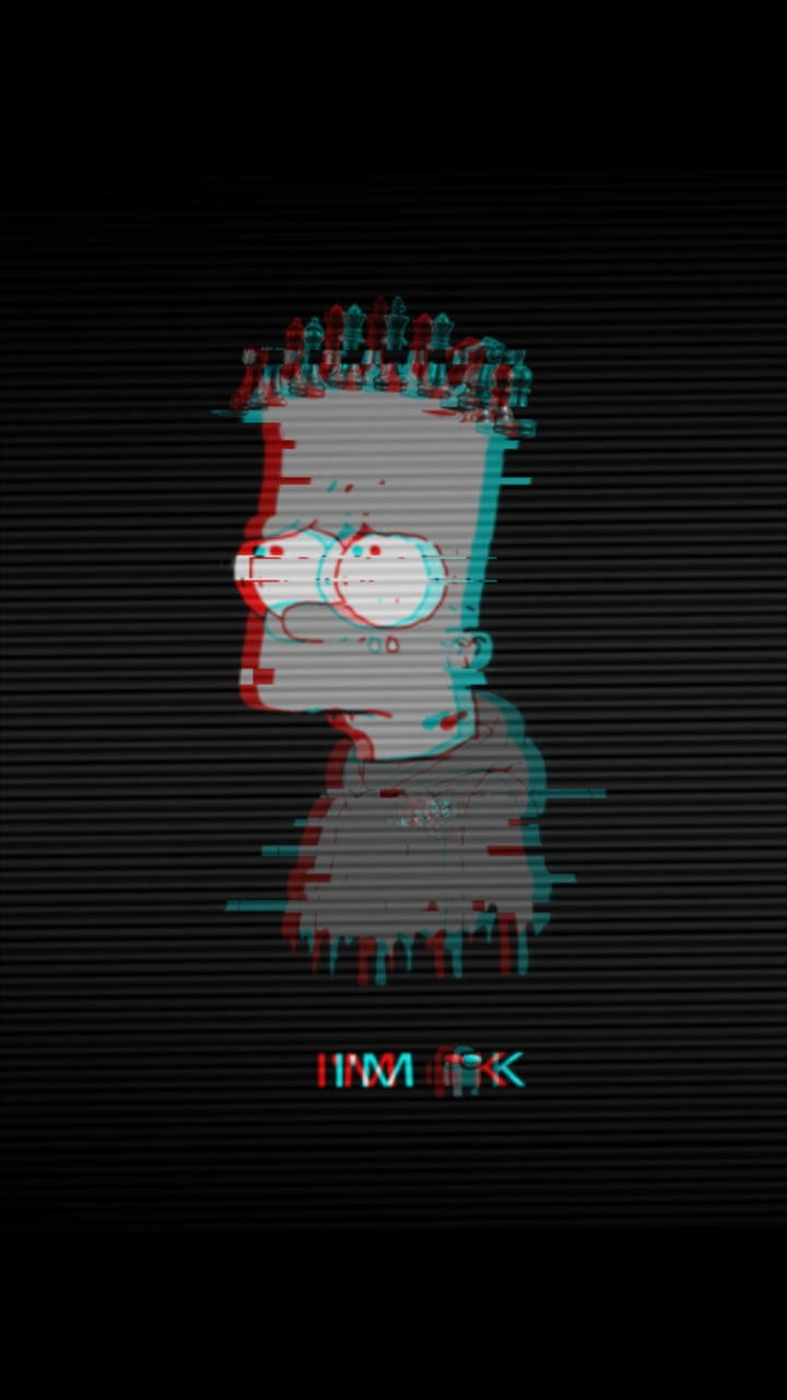 Grayscale Glitch Cool Bart Simpson Background Background