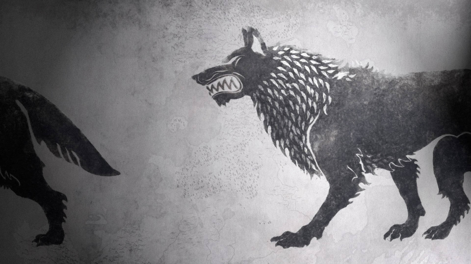 Grayscale House Stark Wolves Painting Background