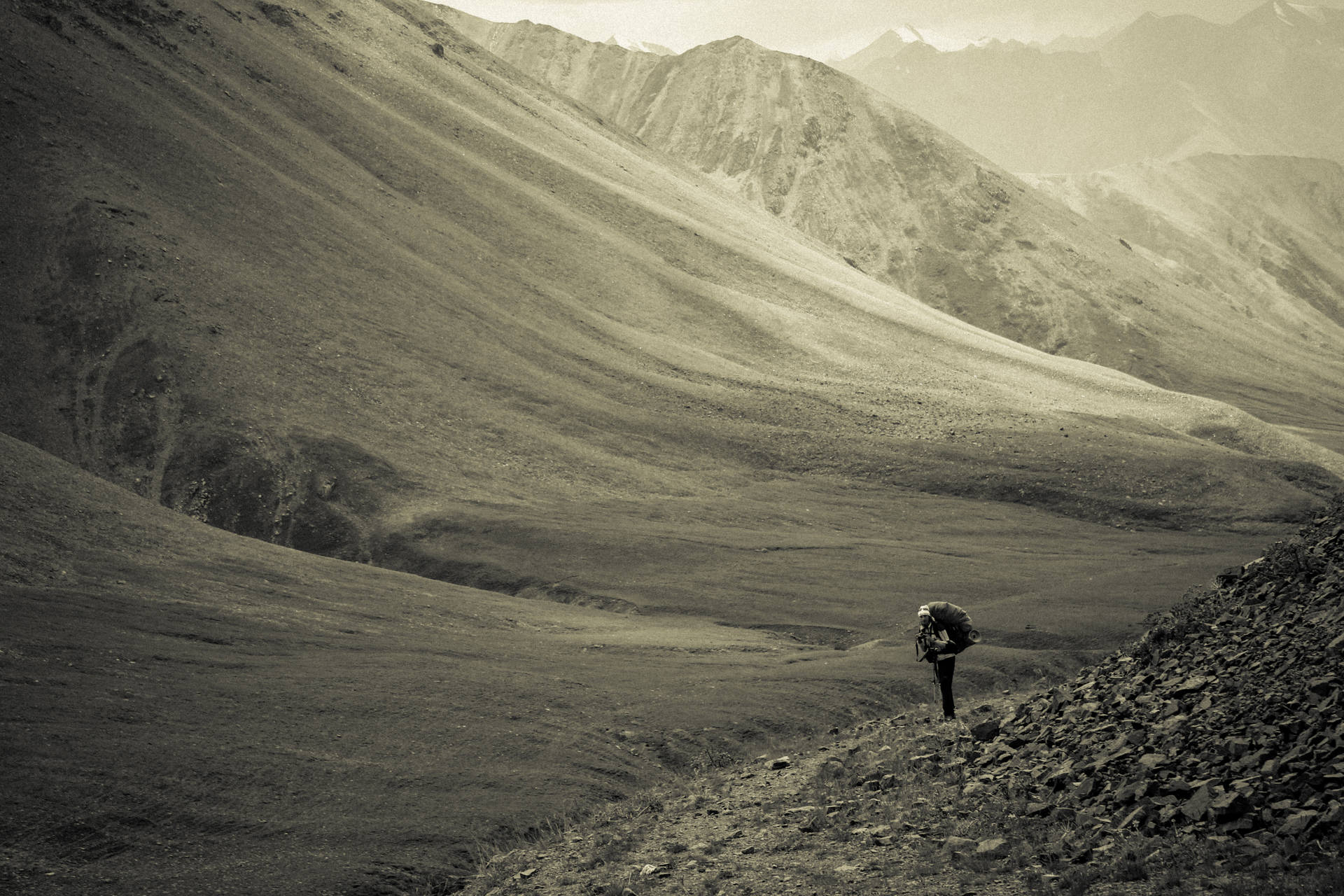 Grayscale Kyrgyzstan Nature Background