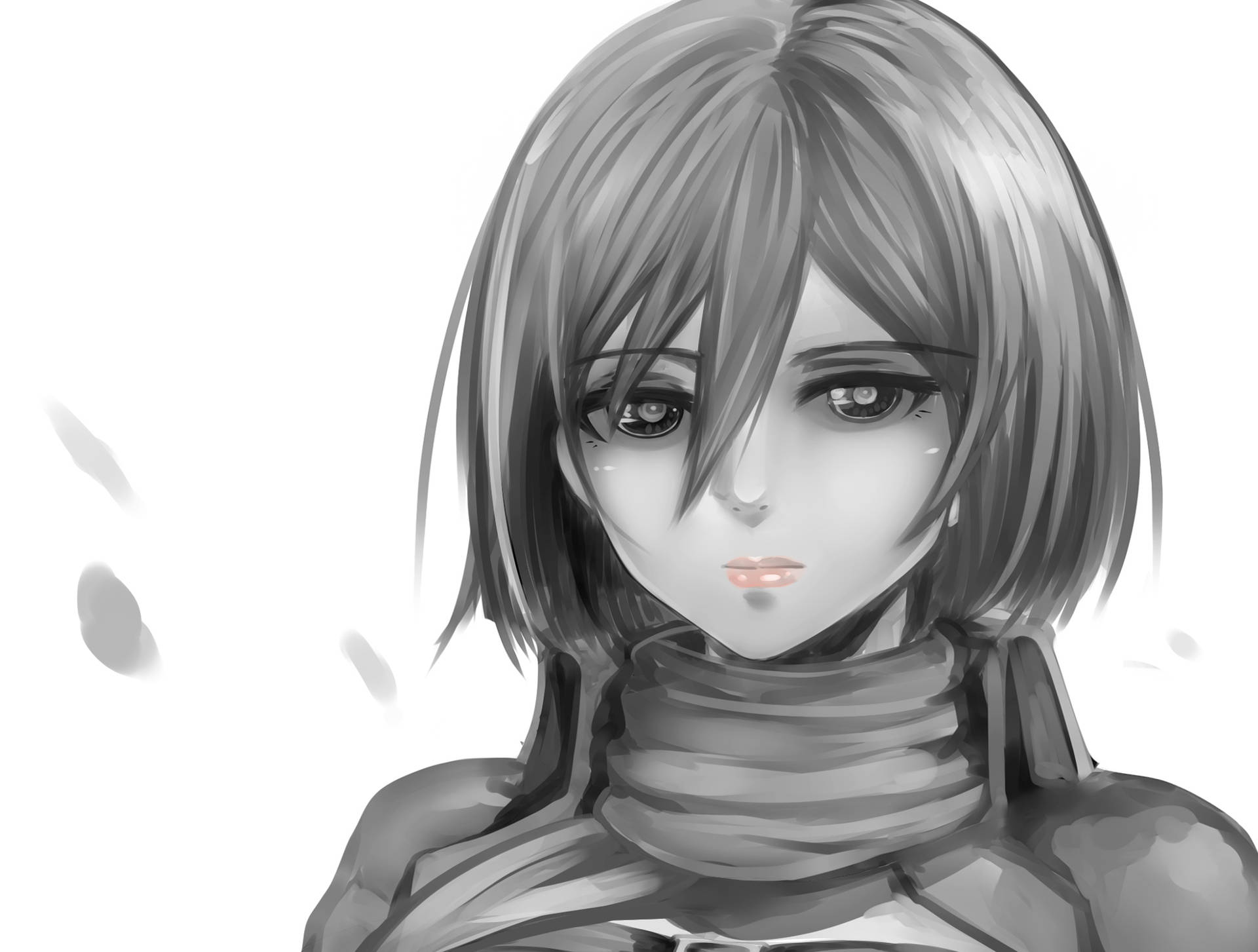 Grayscale Mikasa Cute Art Background