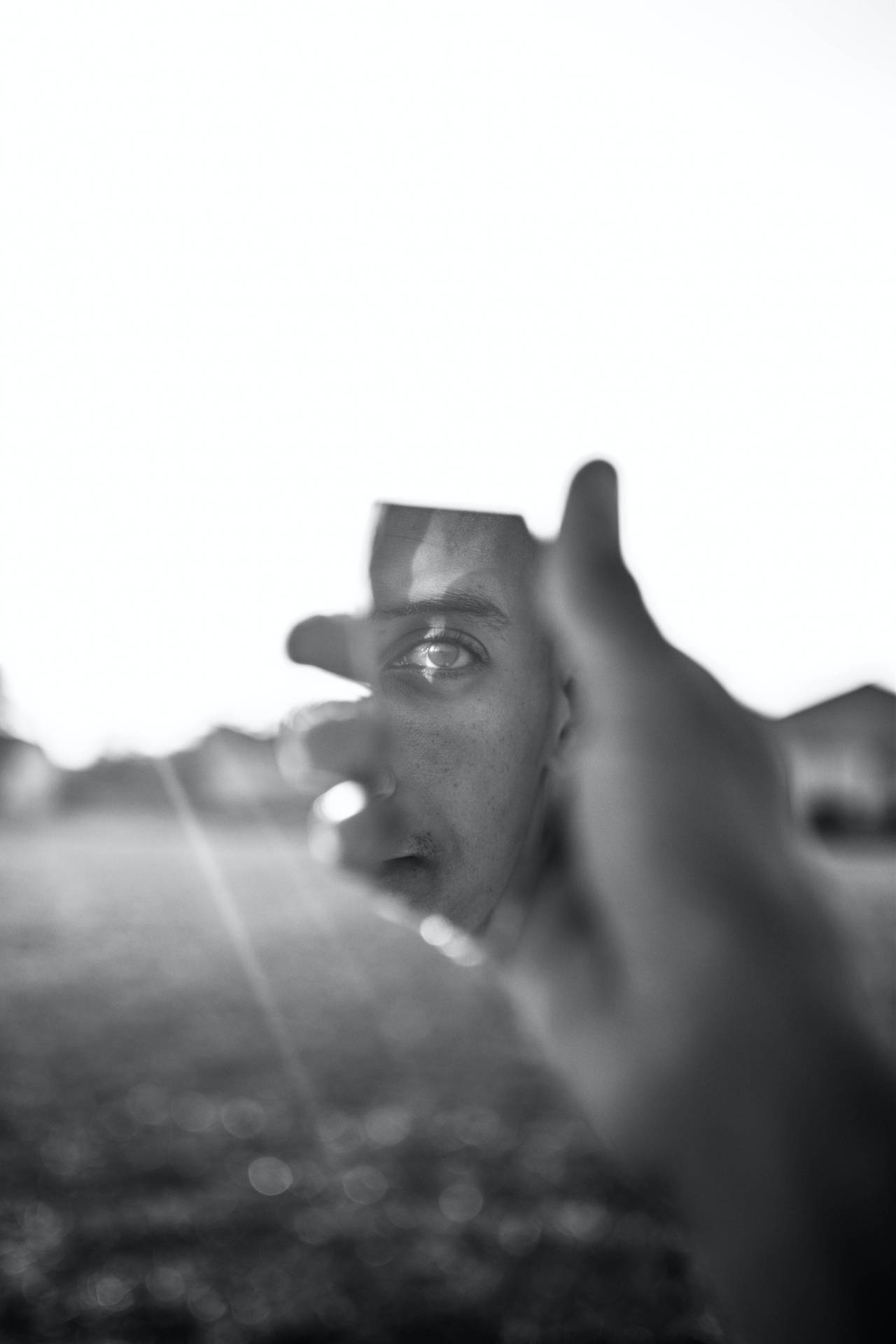 Grayscale Mirror Human Half Face Reflection Background