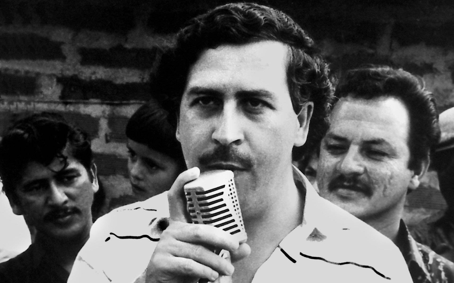 Grayscale Pablo Escobar Speaking Background