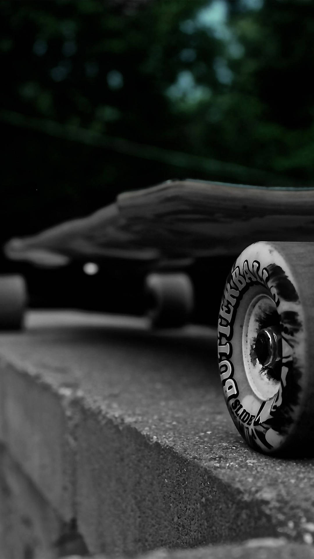 Grayscale Photo Wheels Of Skateboard Iphone