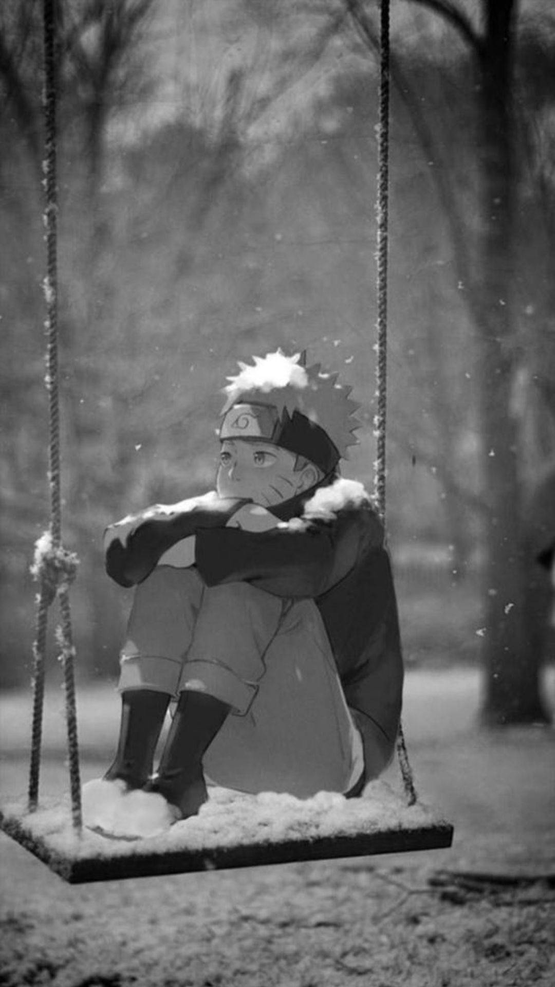 Grayscale Sad Naruto Swing Background