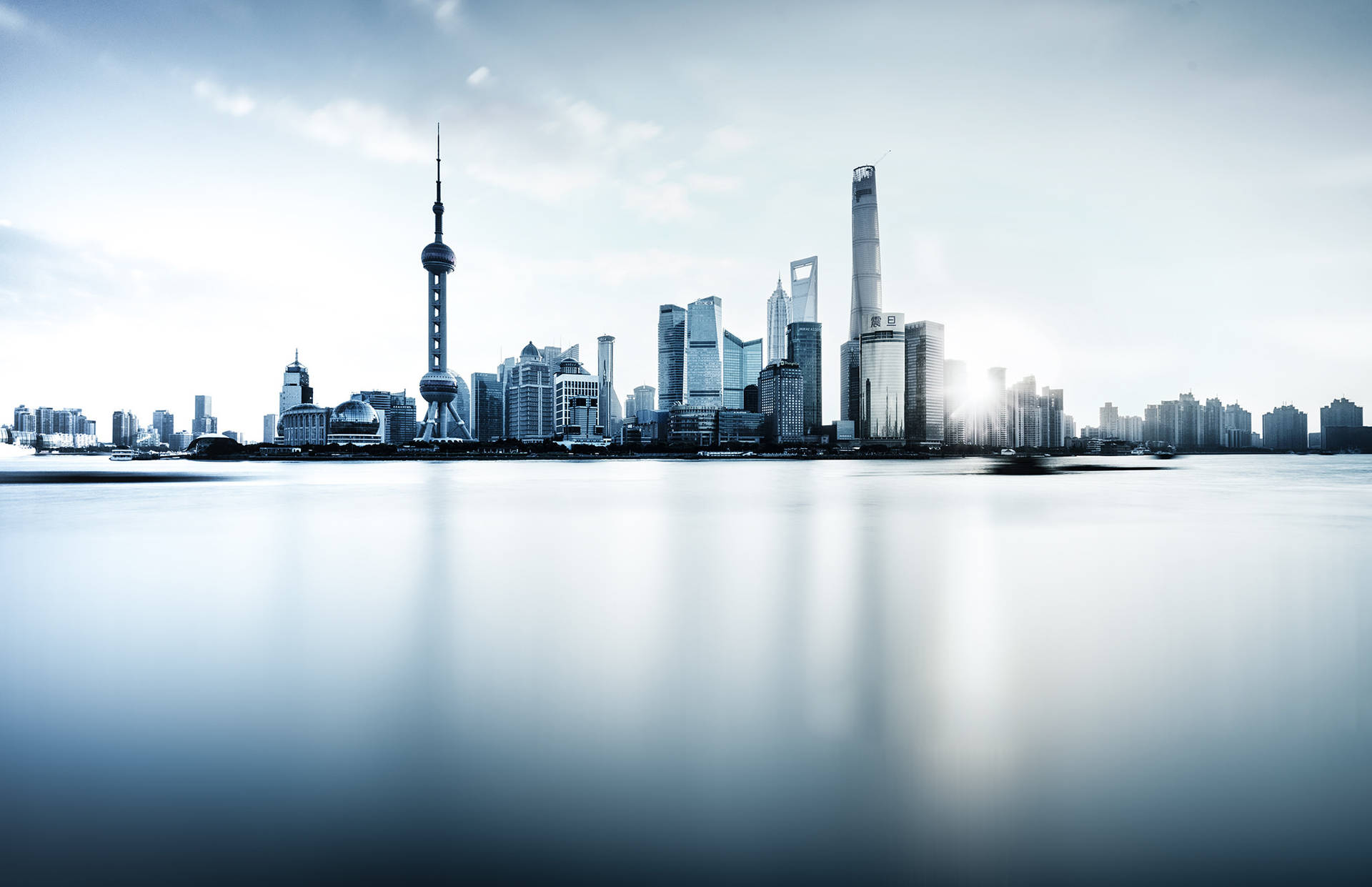 Grayscale Shanghai City Background
