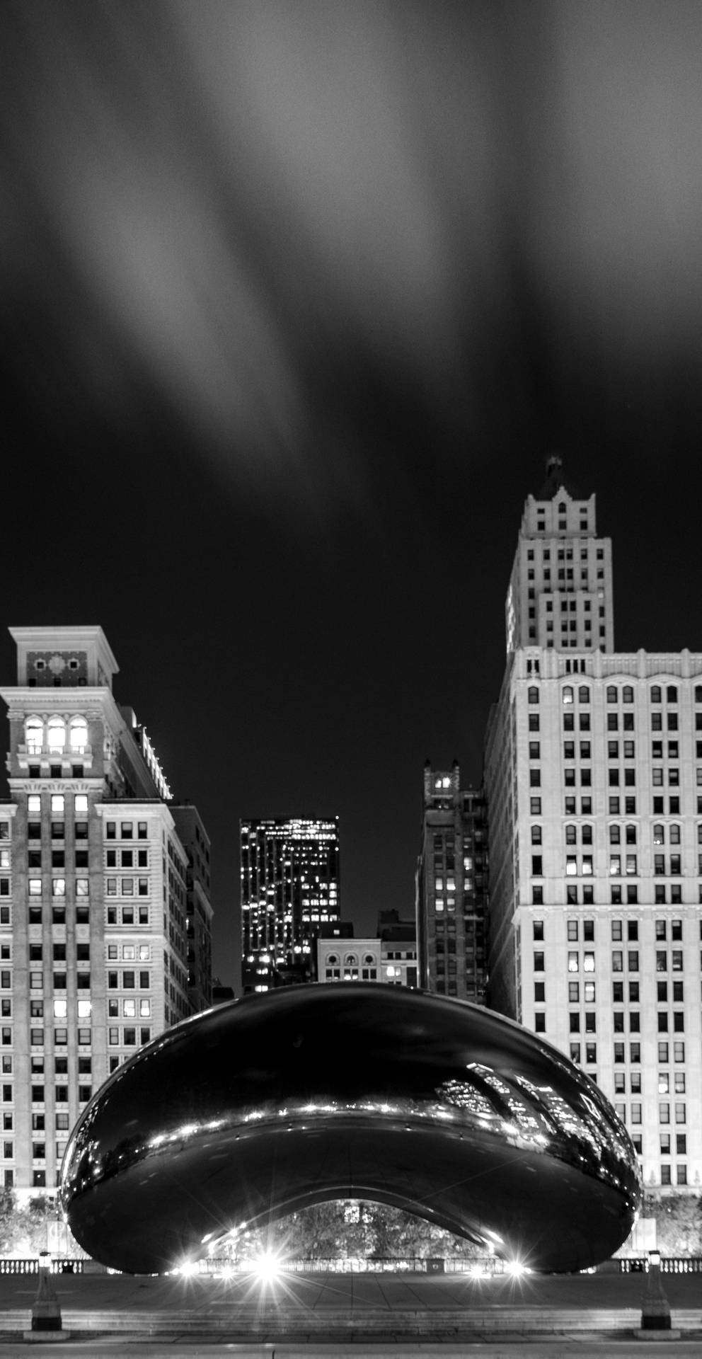 Grayscale The Bean Chicago At Night