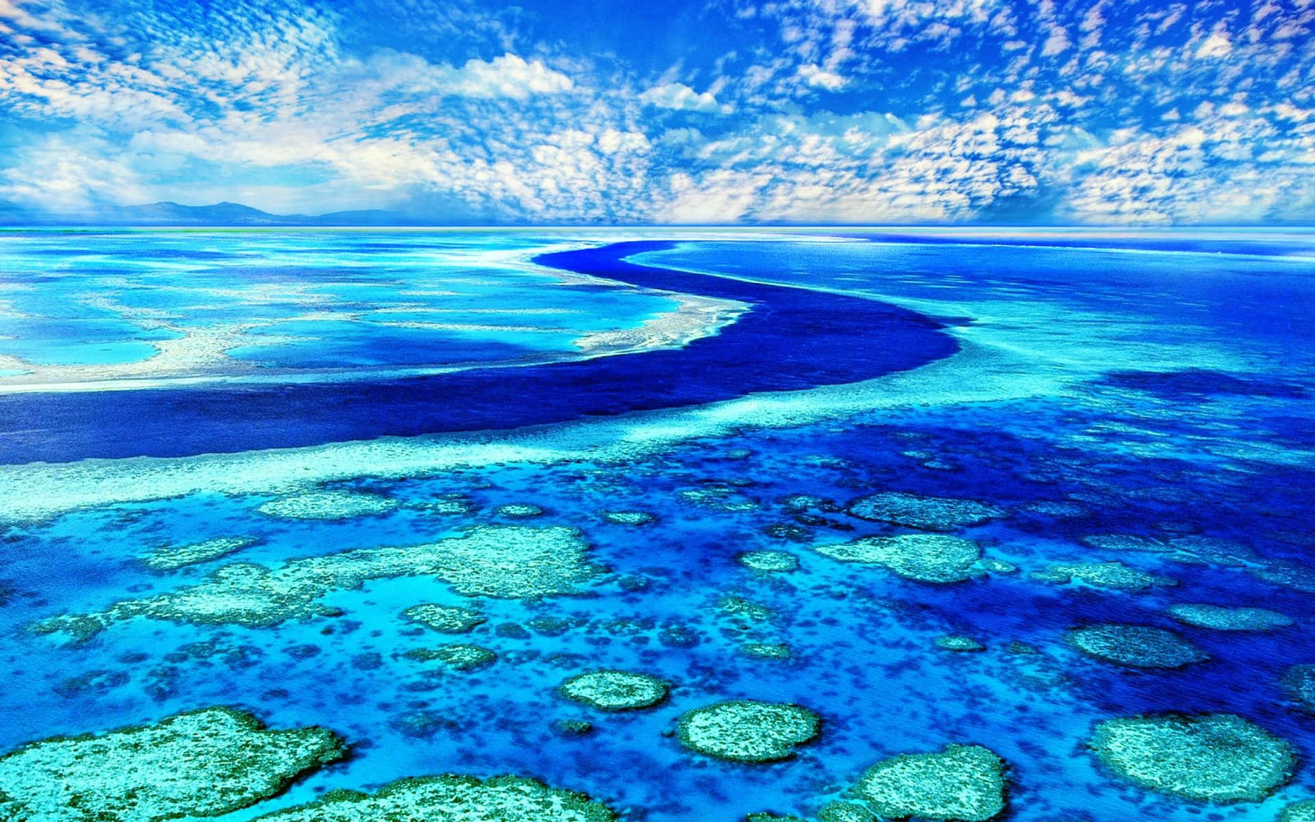 Great Barrier Reef With Blue Sky Background