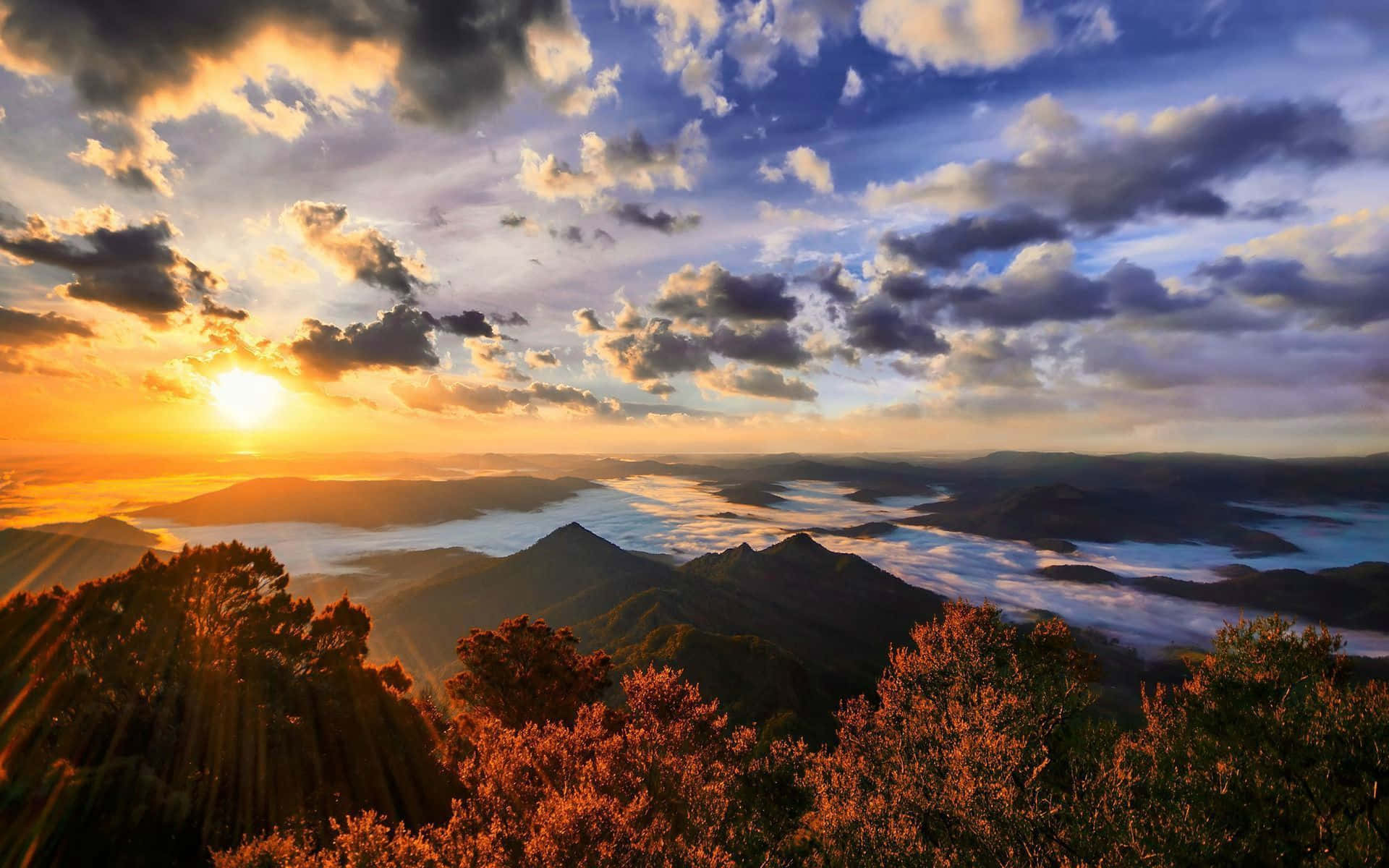 Great Smoky Mountains National Park Bright Sun Background