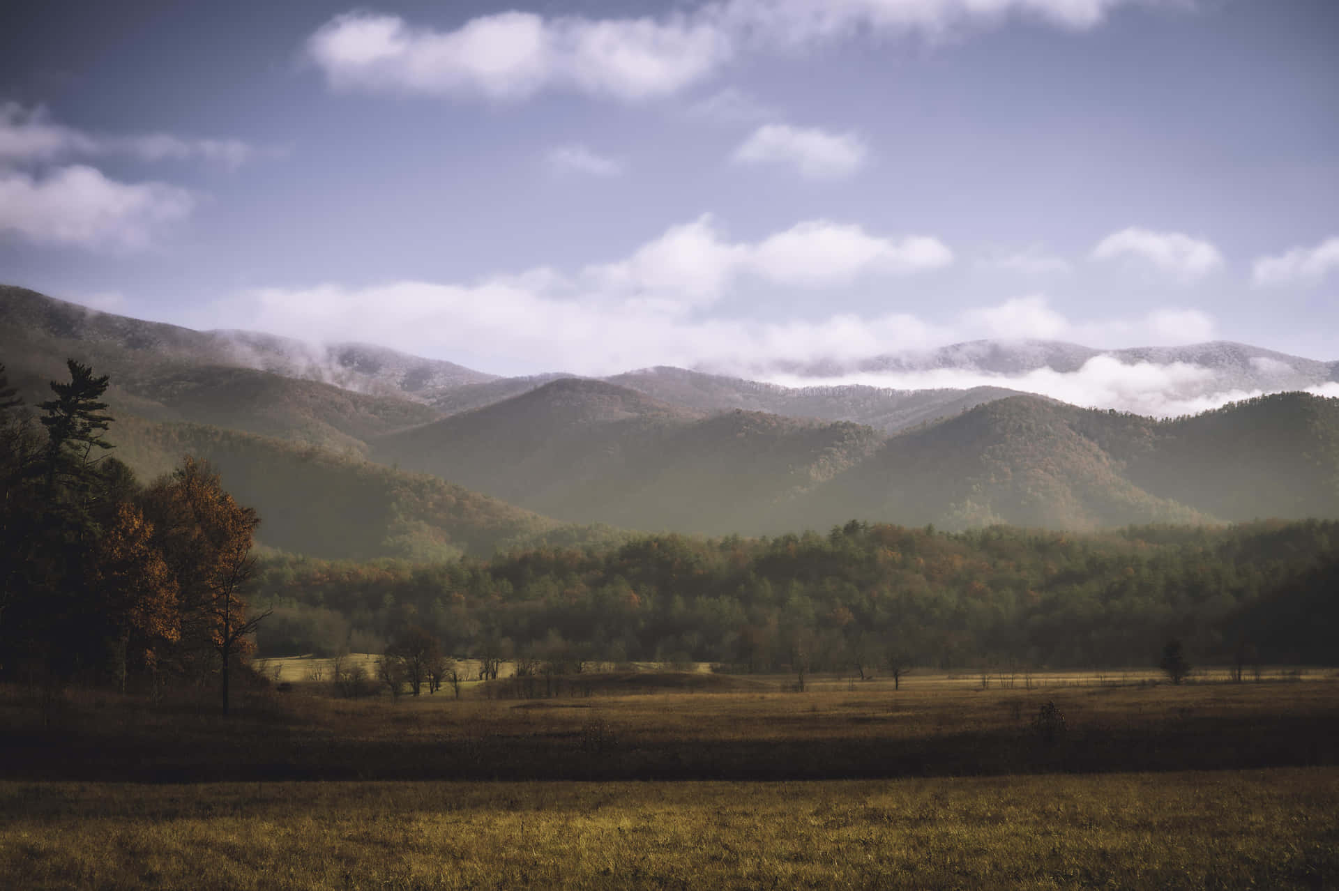 Great Smoky Mountains National Park Cloudy Sky Background