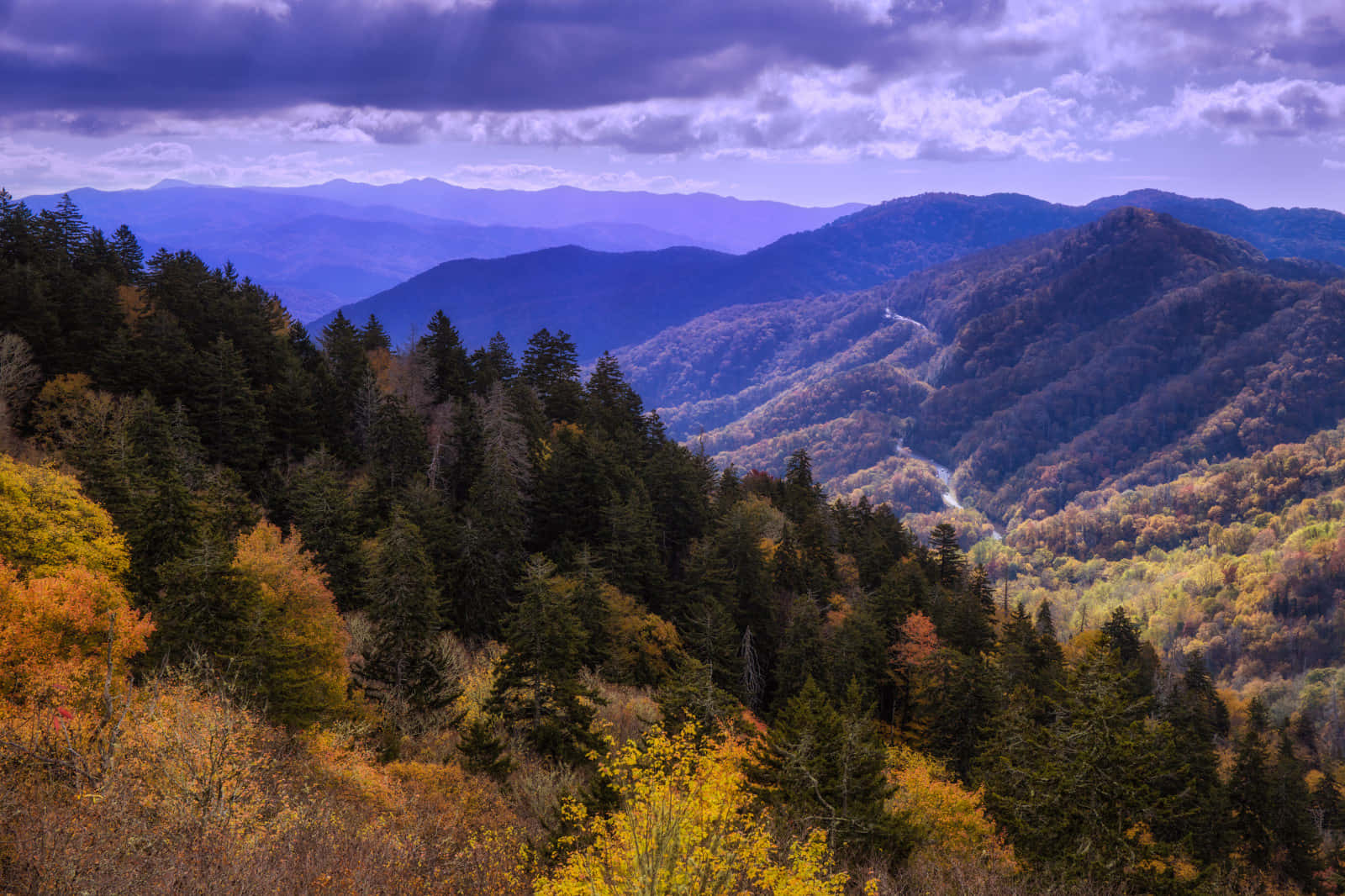 Great Smoky Mountains National Park Purple Sky Background