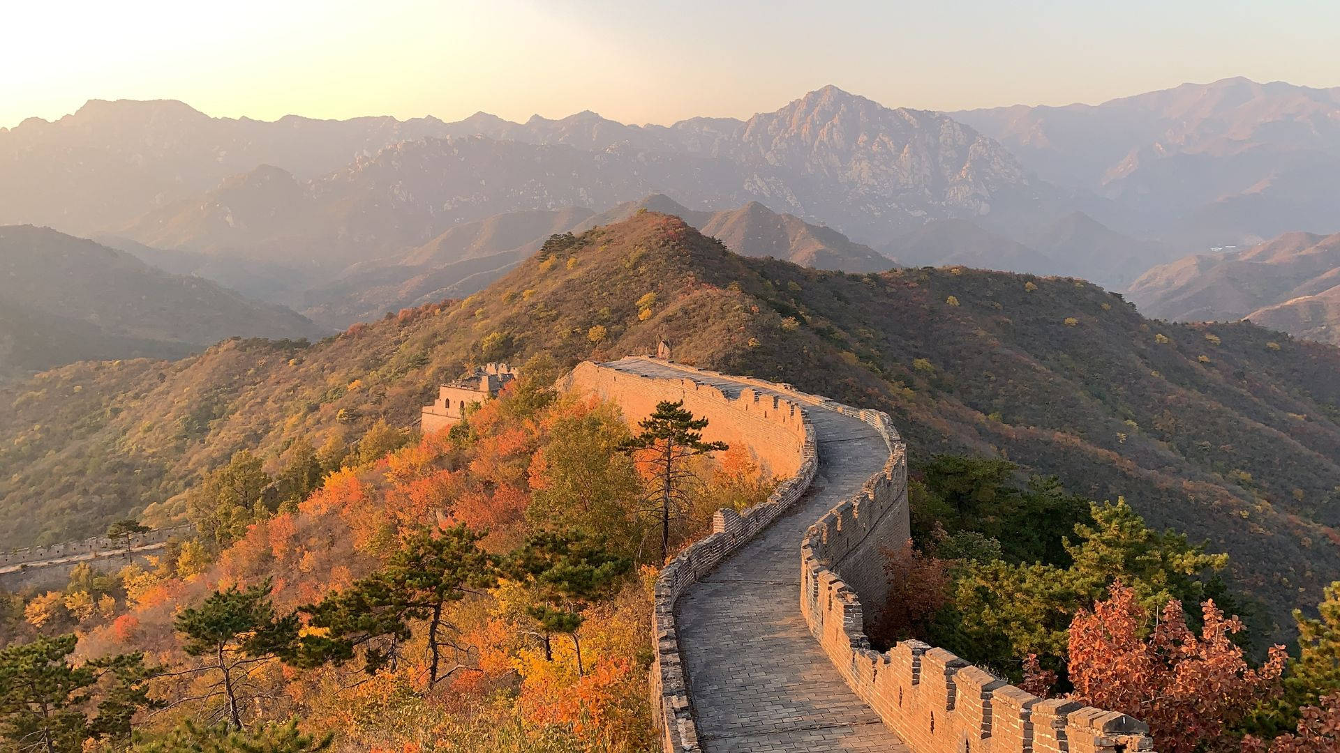 Great Wall Of China Mountain Slope Background