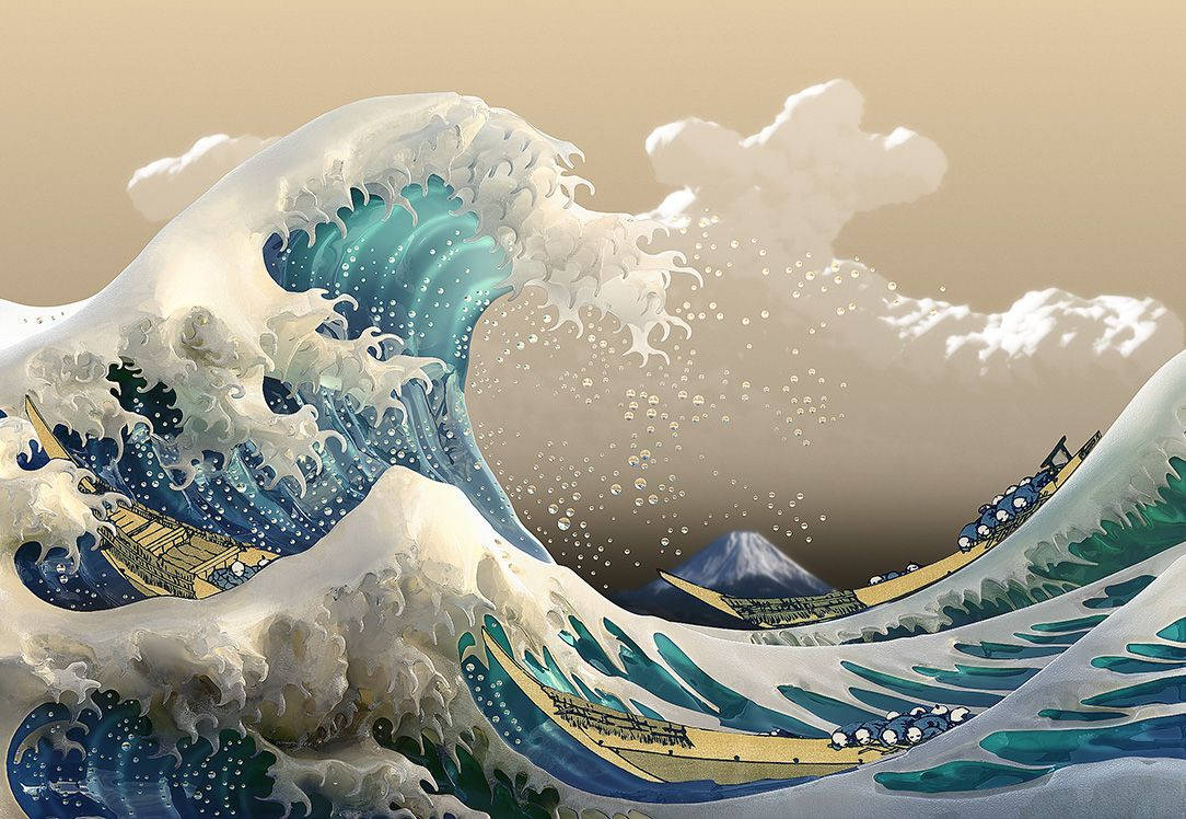 Great Wave Of Kanagawa Japanese Art Background