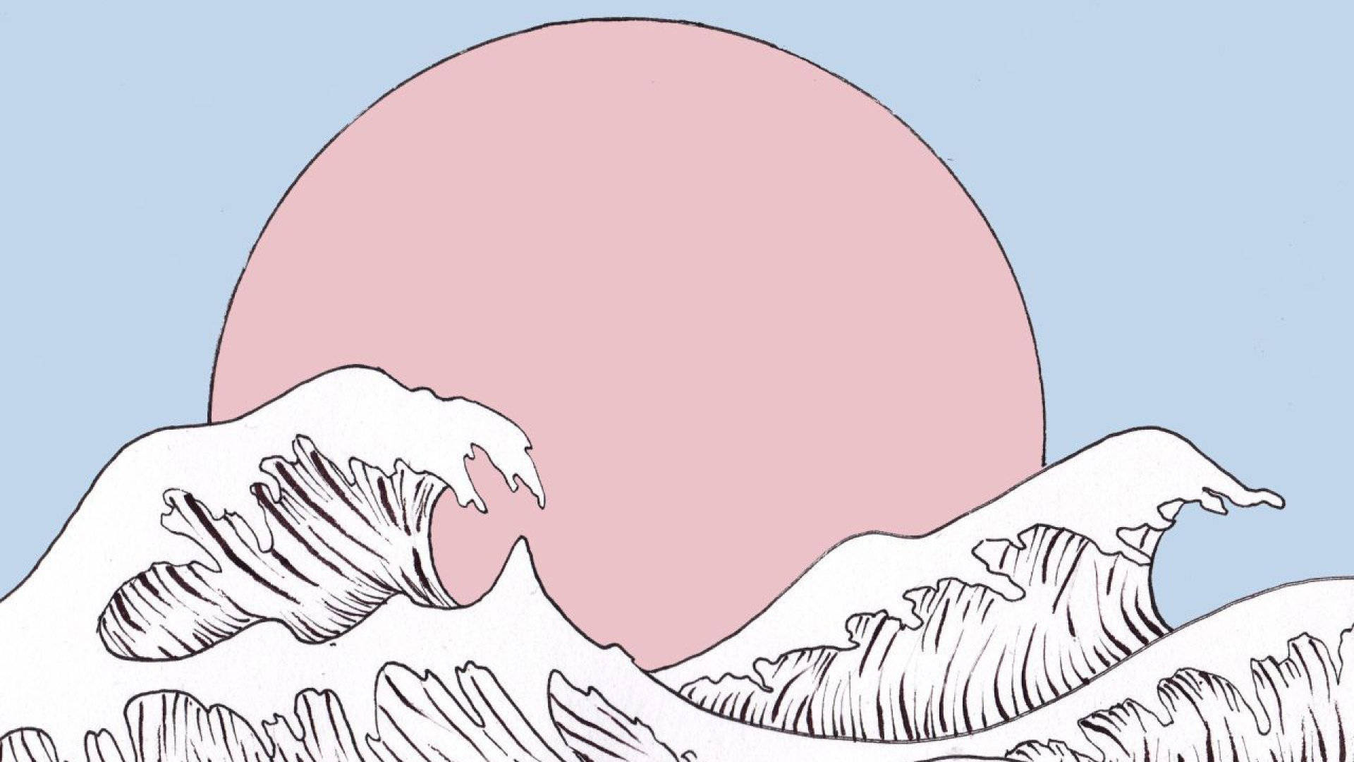 Great Wave Pastel Aesthetic Background