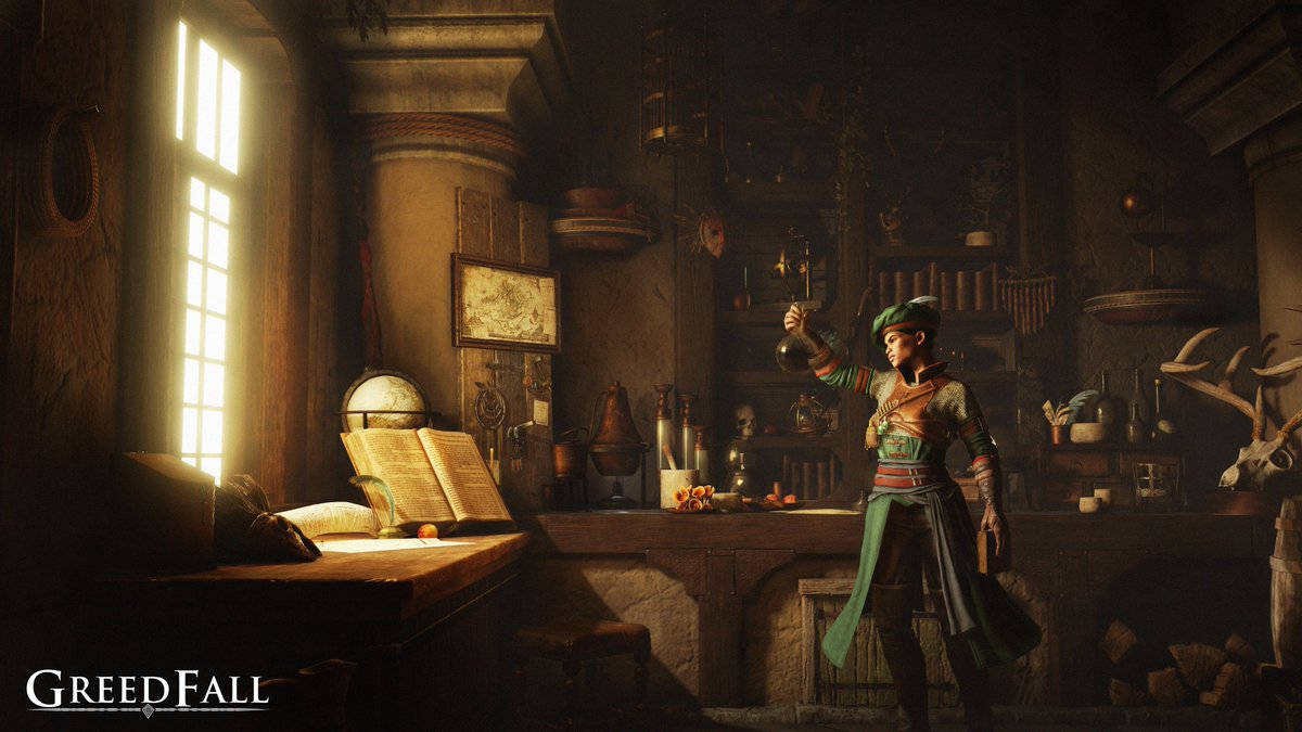 Greedfall Aphra Holds Lamp Background