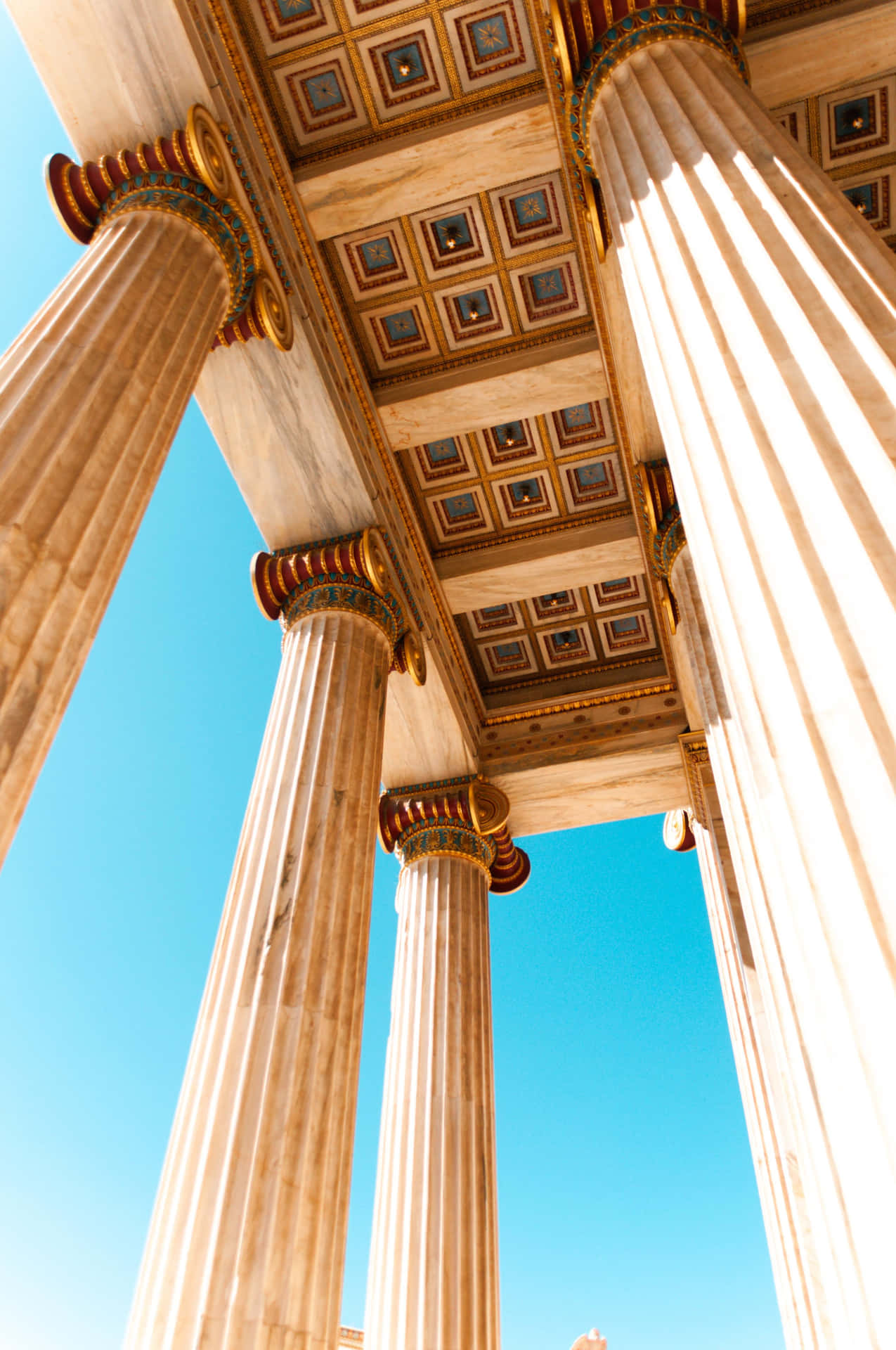 Greek Athens Pillar Low Angle Background