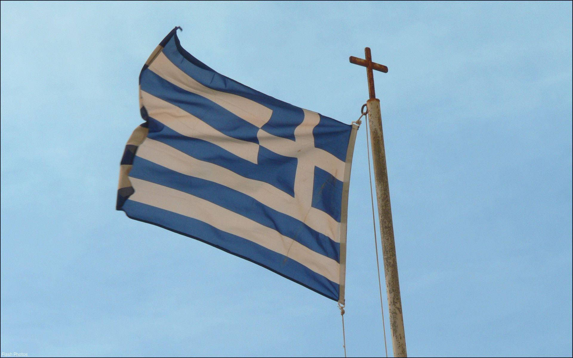 Greek Flag And Cross Background