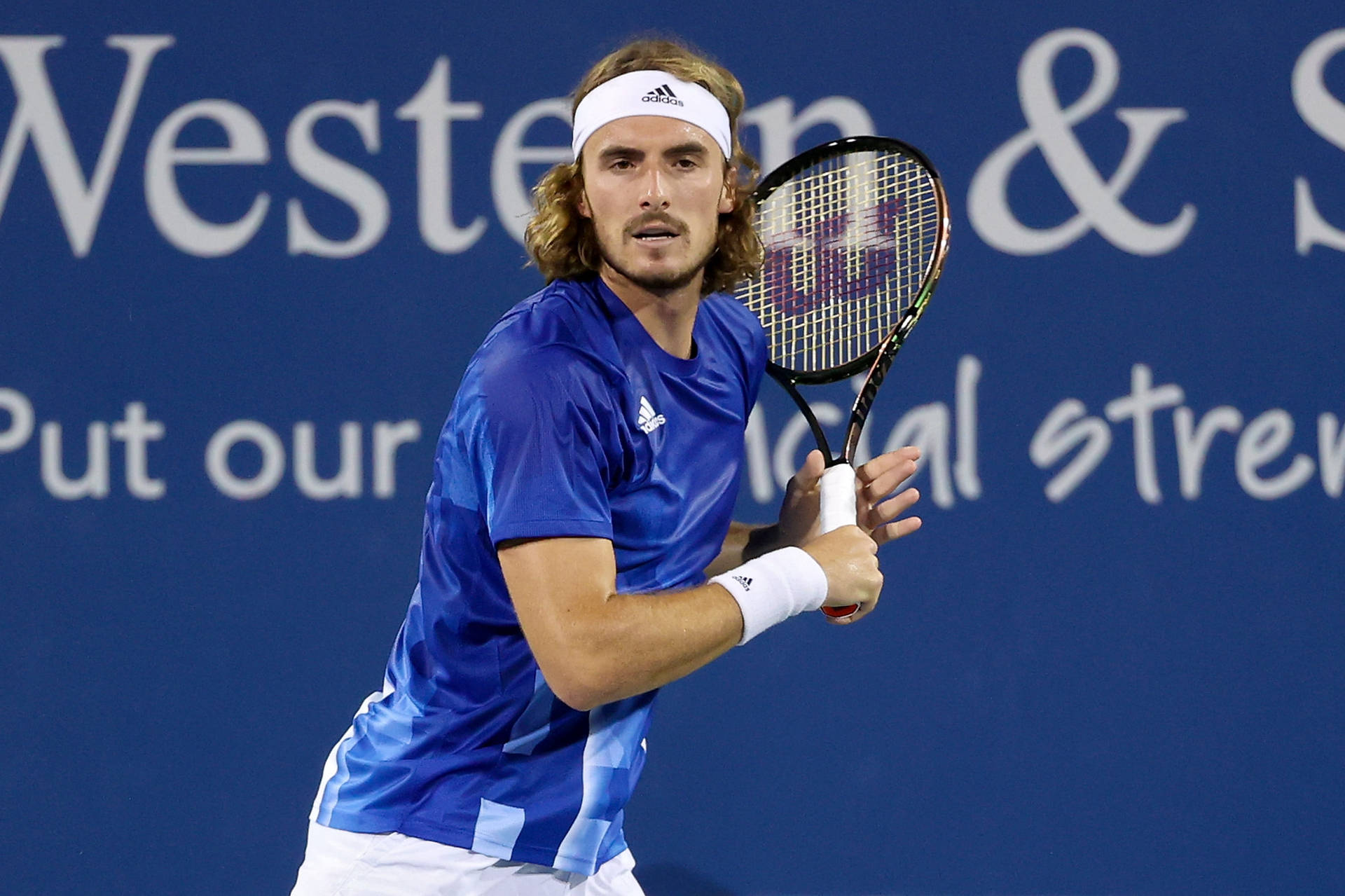 Greek Tennis Prodigy Stefanos Tsitsipas Perfecting A Backhand Stroke