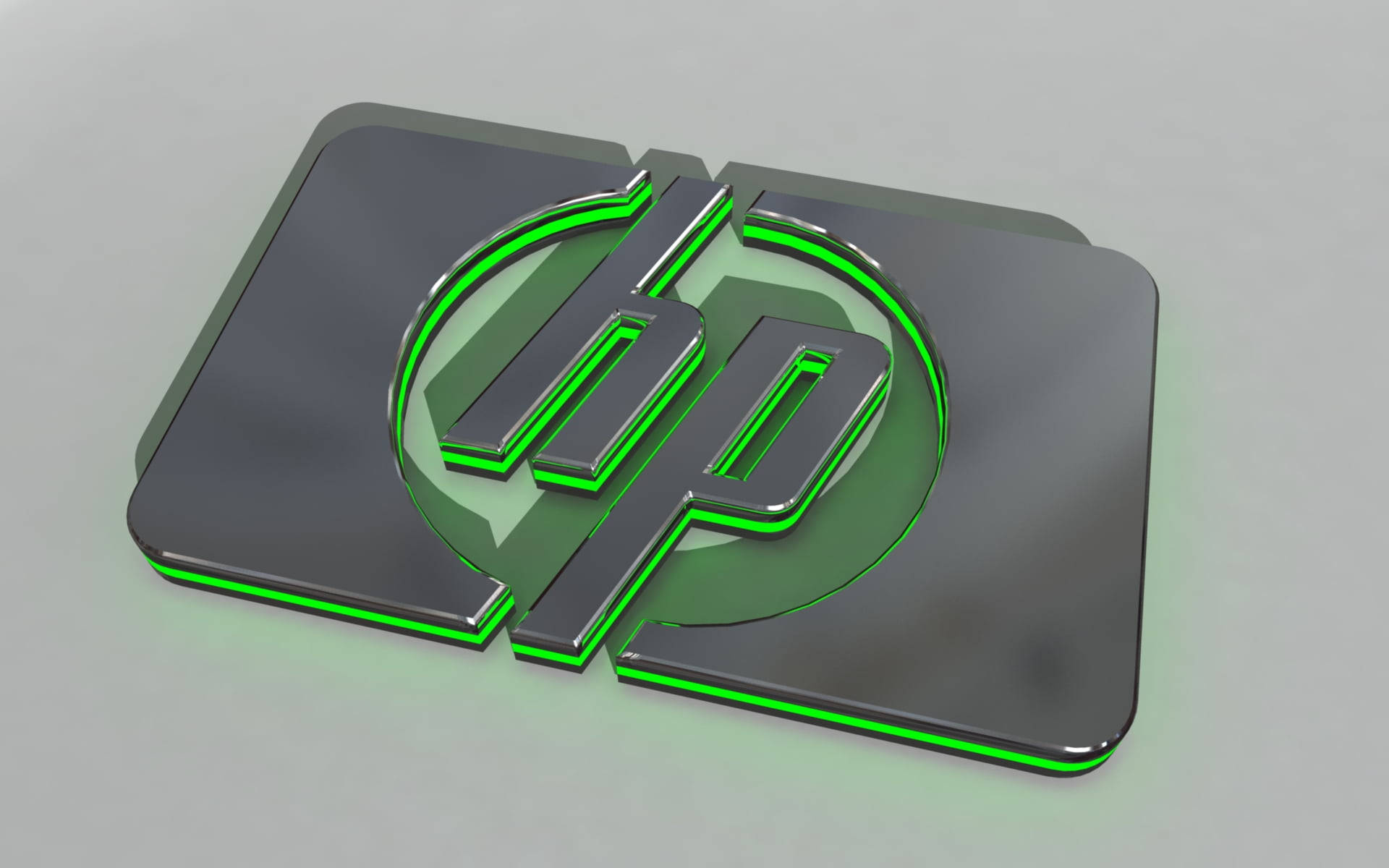 Green 3d Metal Hp Laptop Logo Background