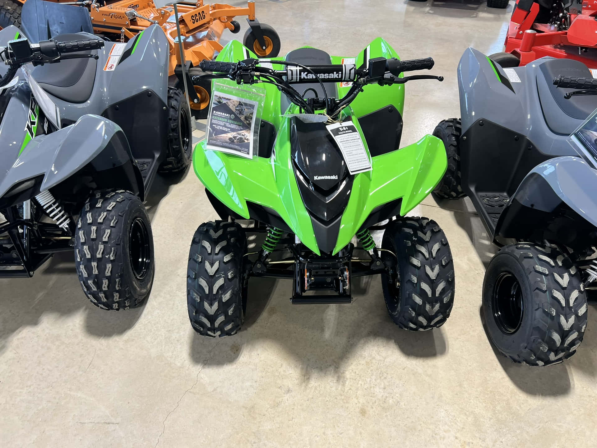 Green A T V Showroom Floor Background