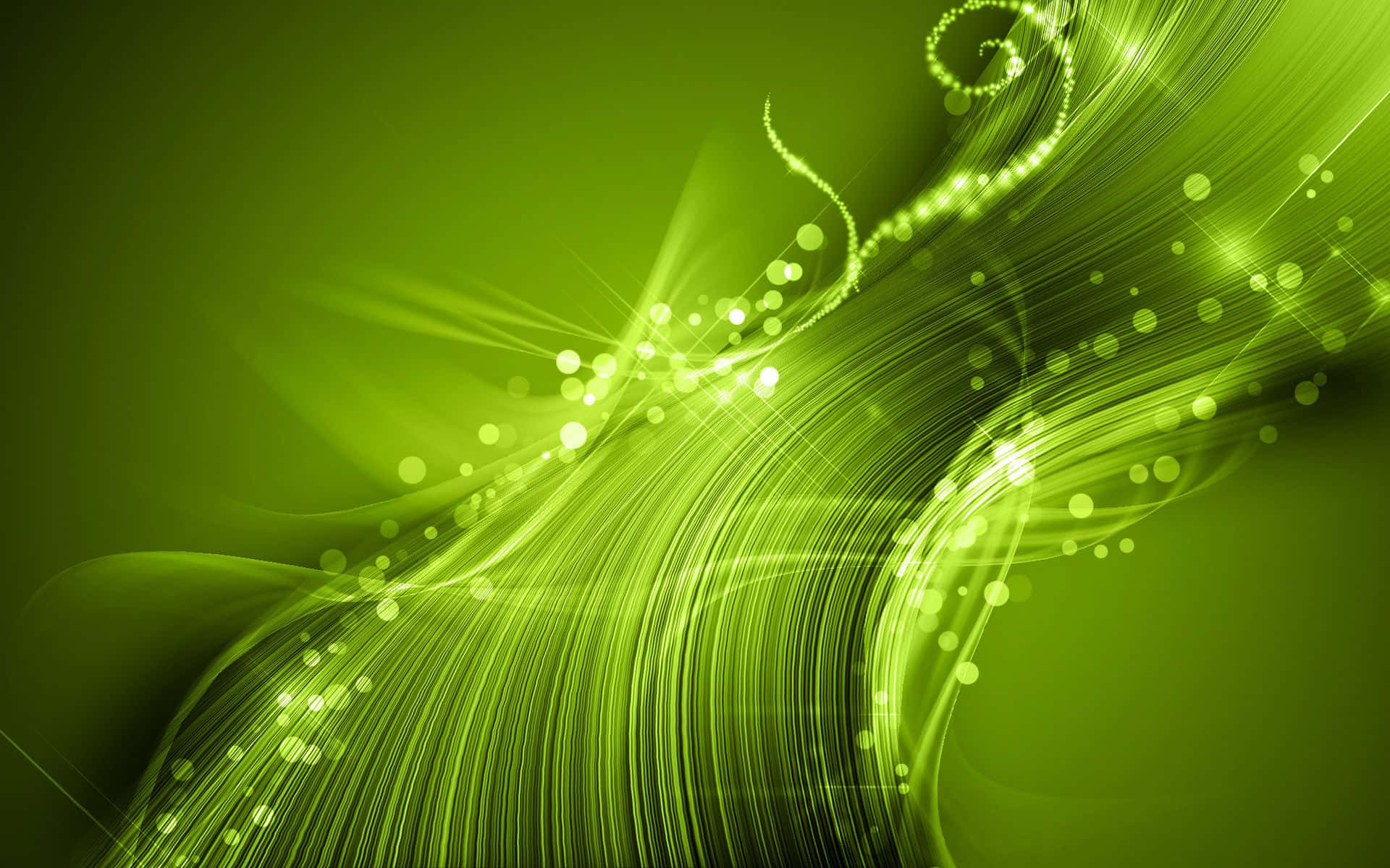 Green Abstract Background With Swirls And Lights Background
