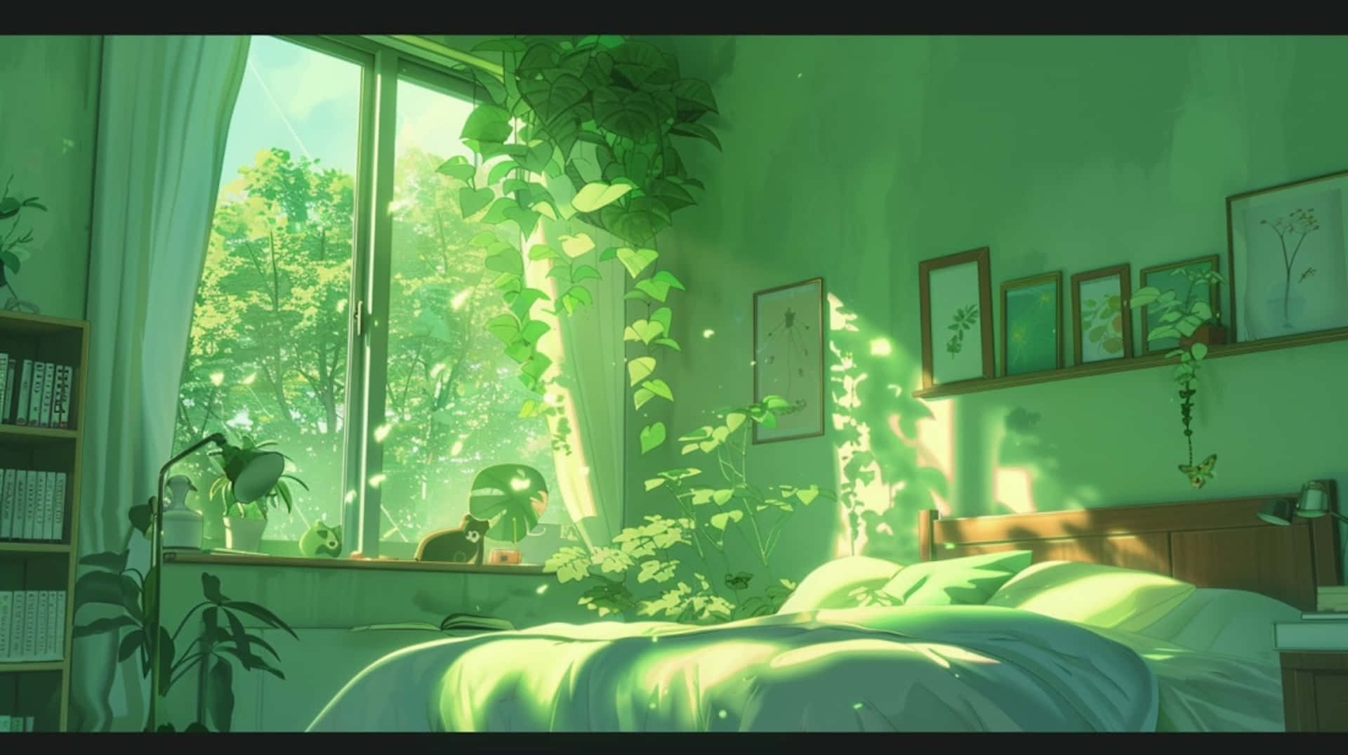Green Aesthetic Bedroom Sunlight