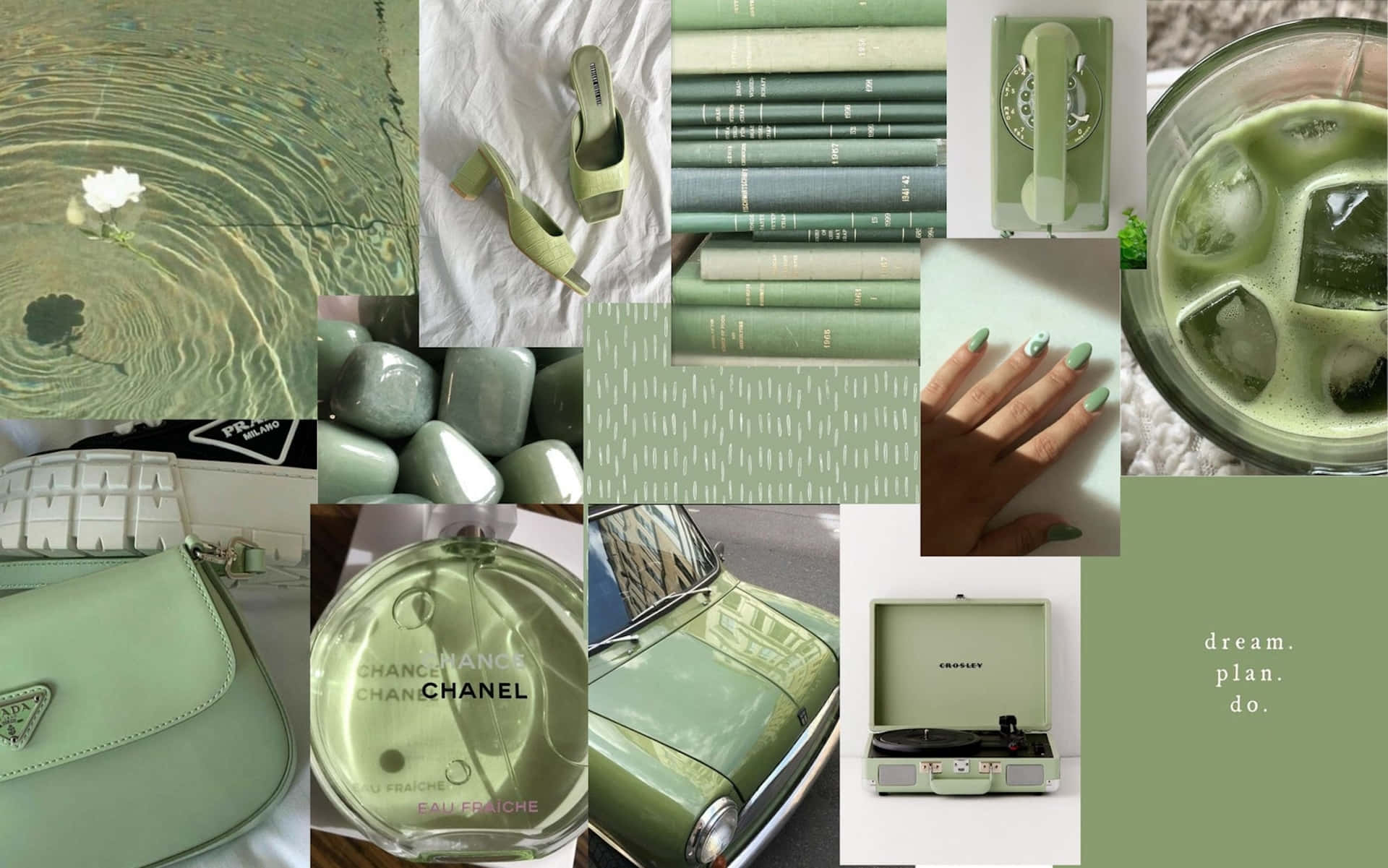 Green Aesthetic Collage Background