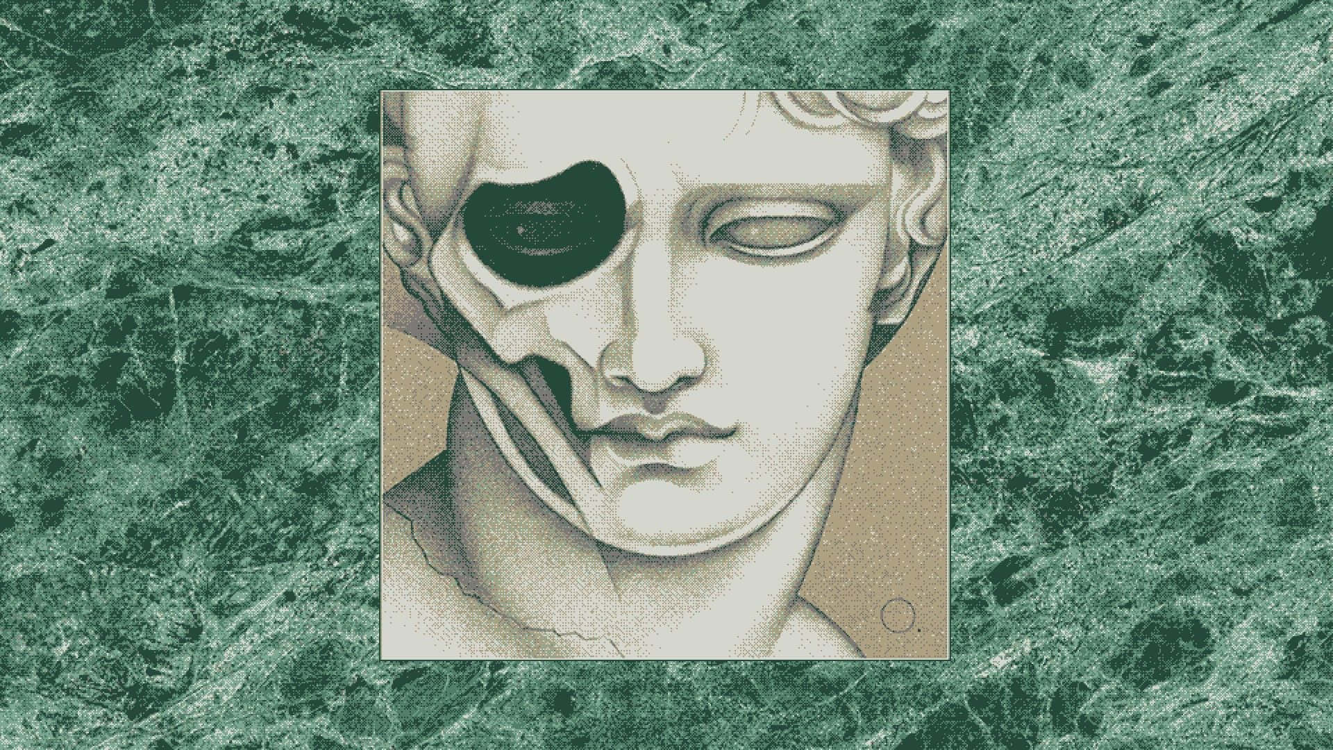 Green Aesthetic Desktop Statue Background