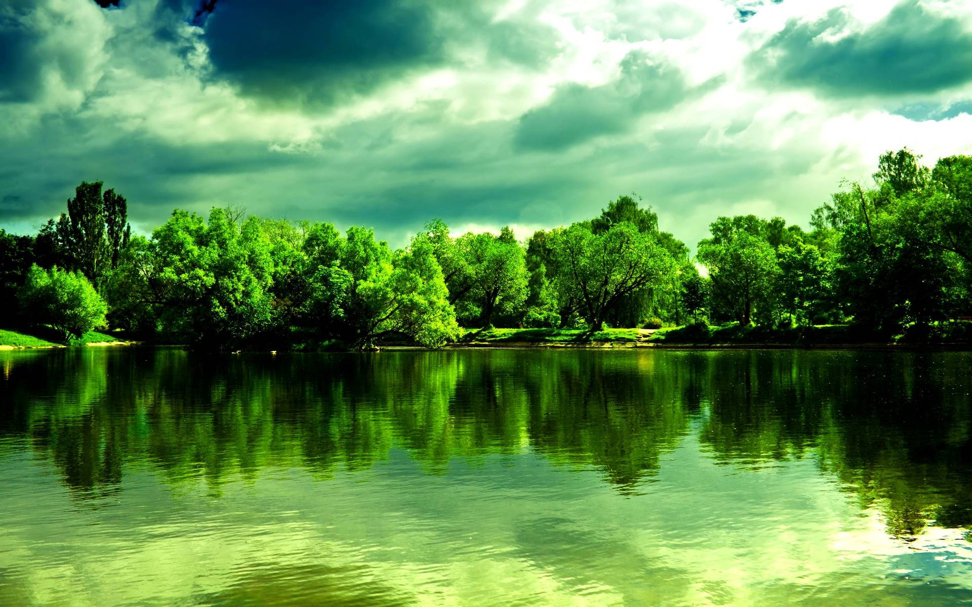 Green Aesthetic Lake Background