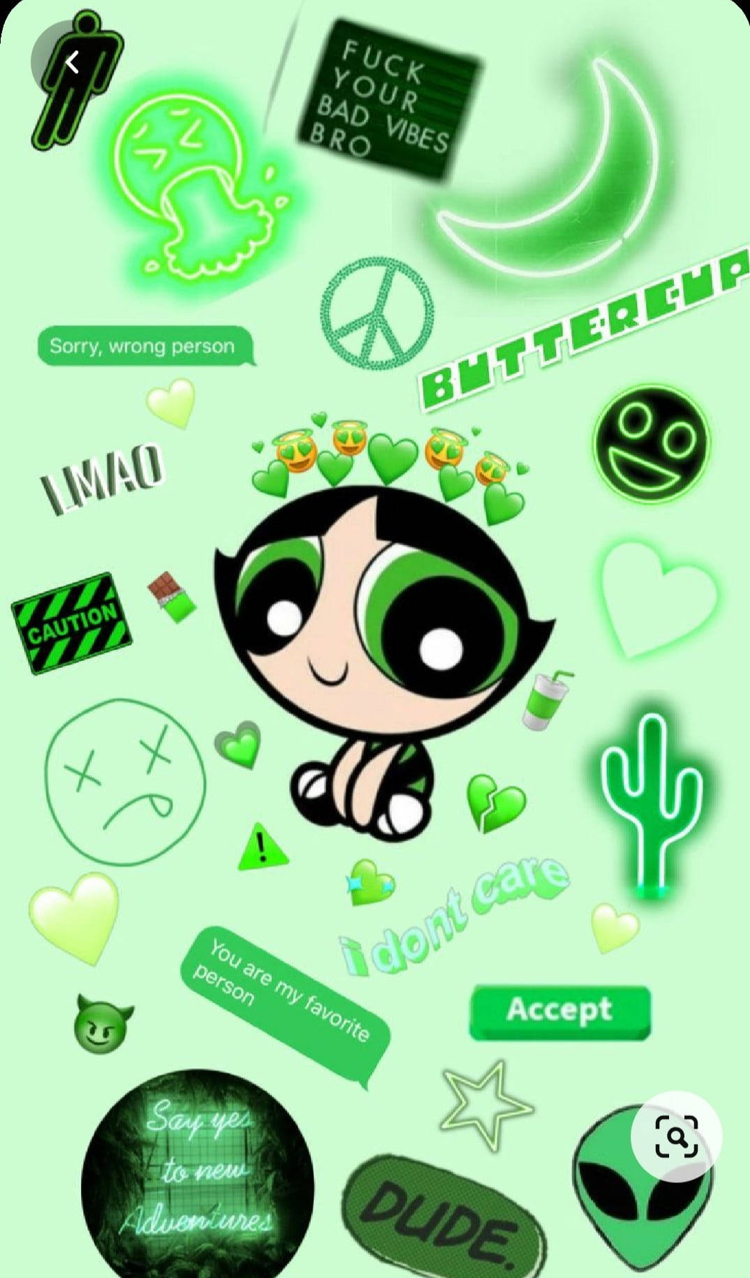 Green Aesthetic Powerpuff Girls Buttercup Background