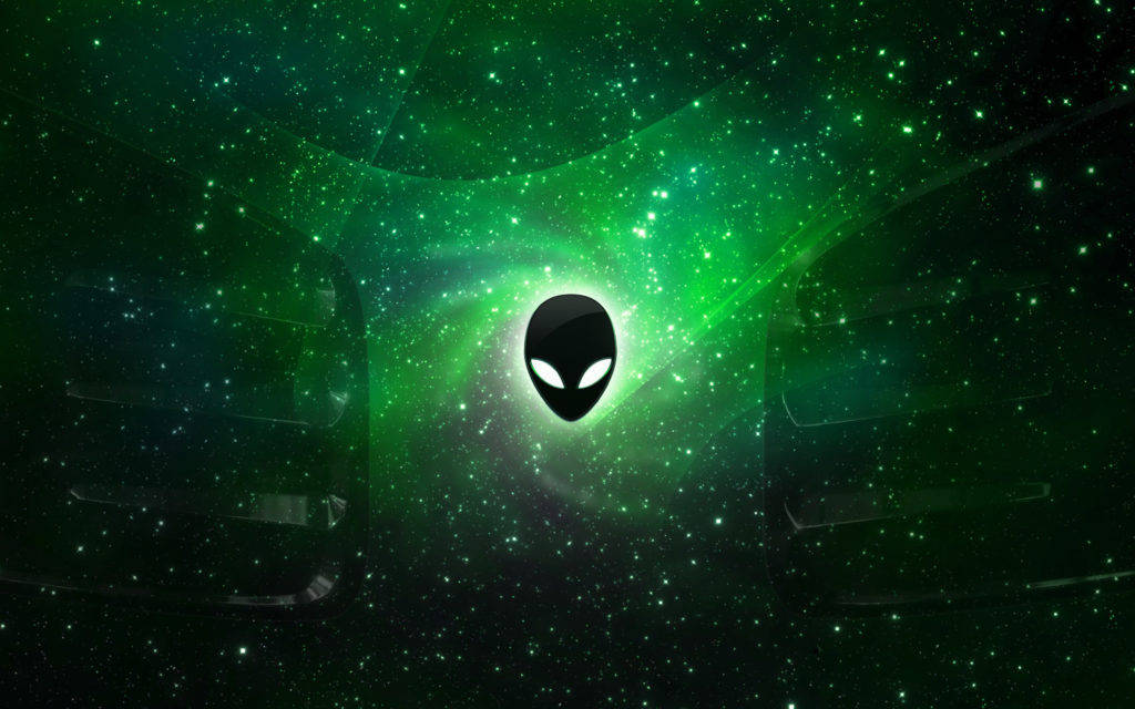 Green And Black Cosmic Alienware Logo Background