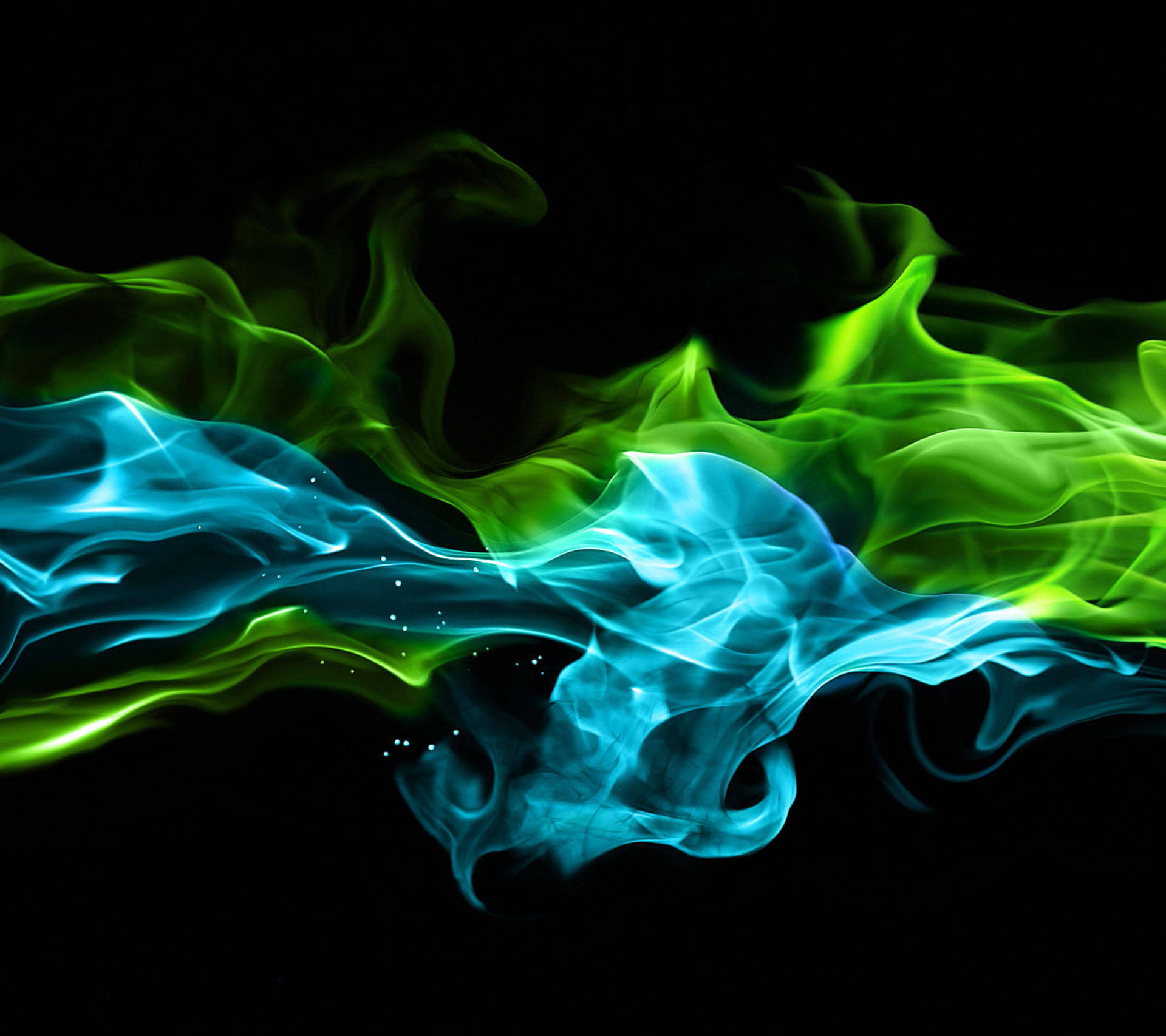 Green And Blue Flames Background